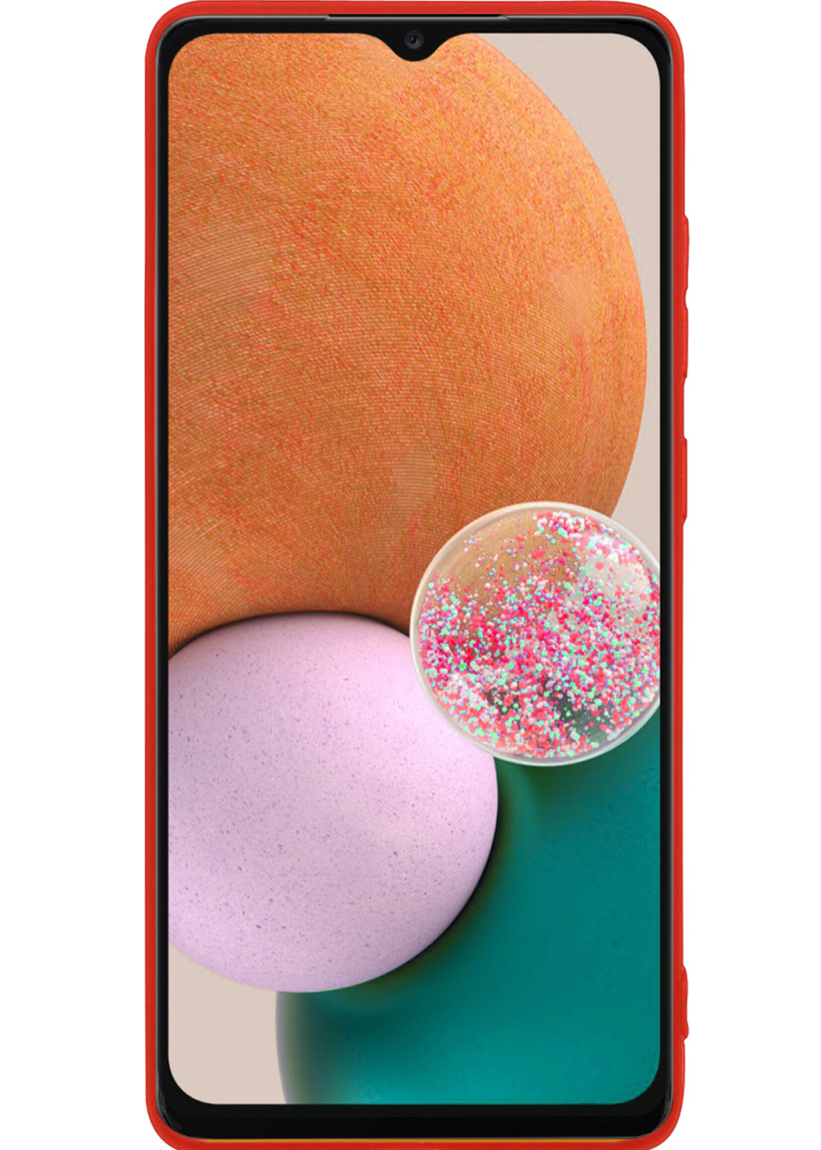 LUQ Hoesje Geschikt voor Samsung A13 4G Hoesje Siliconen Case Met Screenprotector - Hoes Geschikt voor Samsung Galaxy A13 4G Hoes Siliconen - Rood
