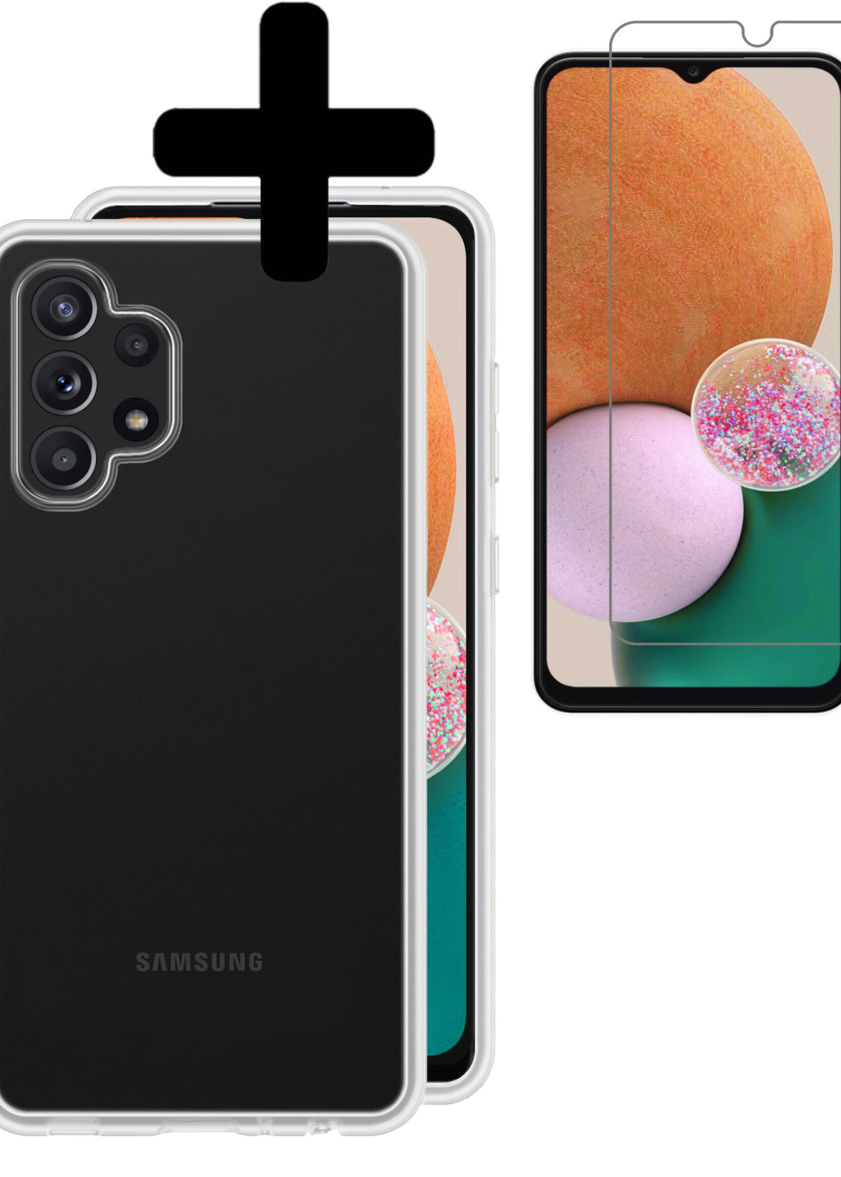 LUQ Hoesje Geschikt voor Samsung A13 4G Hoesje Siliconen Case Met Screenprotector - Hoes Geschikt voor Samsung Galaxy A13 4G Hoes Siliconen - Transparant