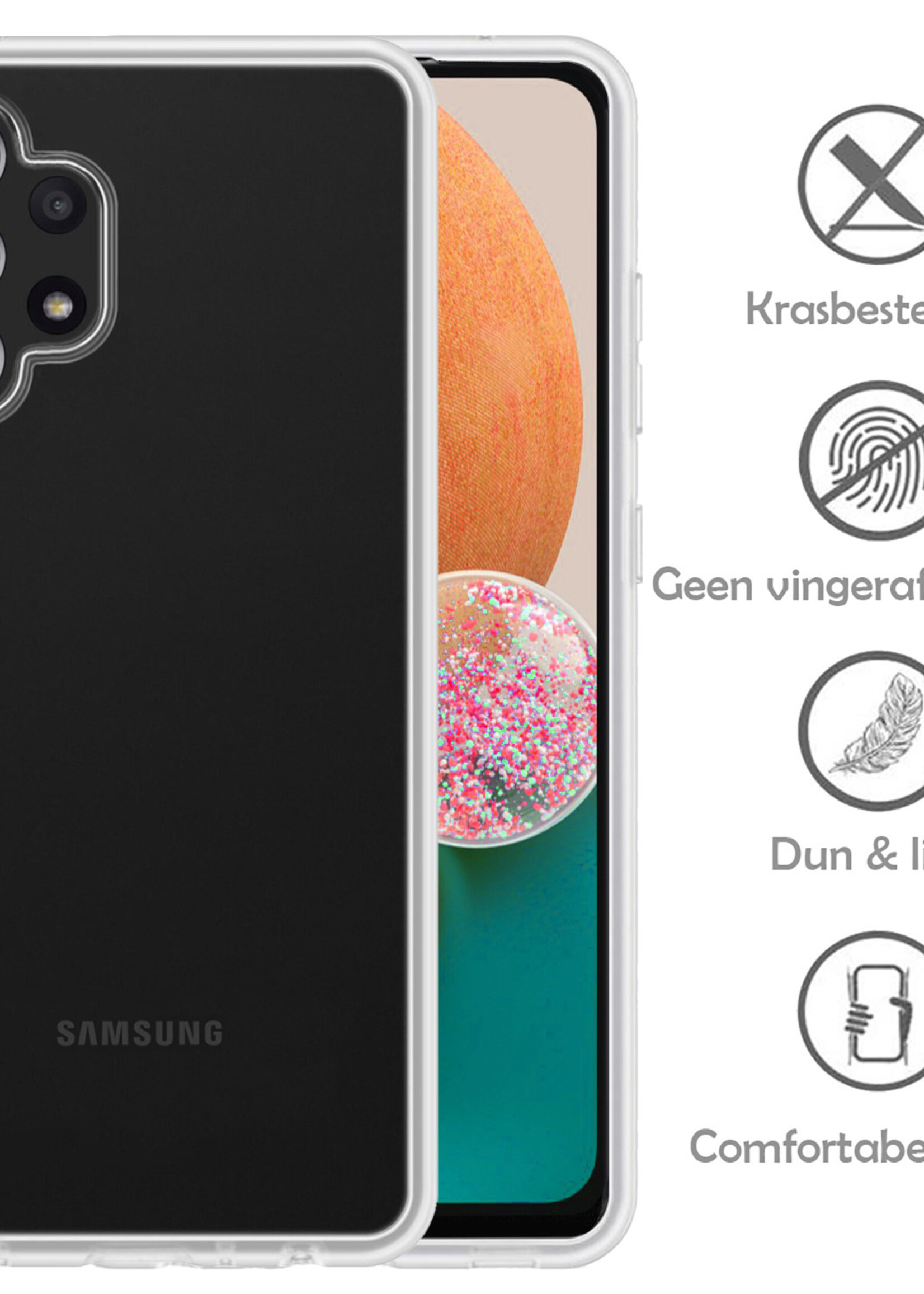 LUQ Hoesje Geschikt voor Samsung A13 4G Hoesje Siliconen Case Met Screenprotector - Hoes Geschikt voor Samsung Galaxy A13 4G Hoes Siliconen - Transparant
