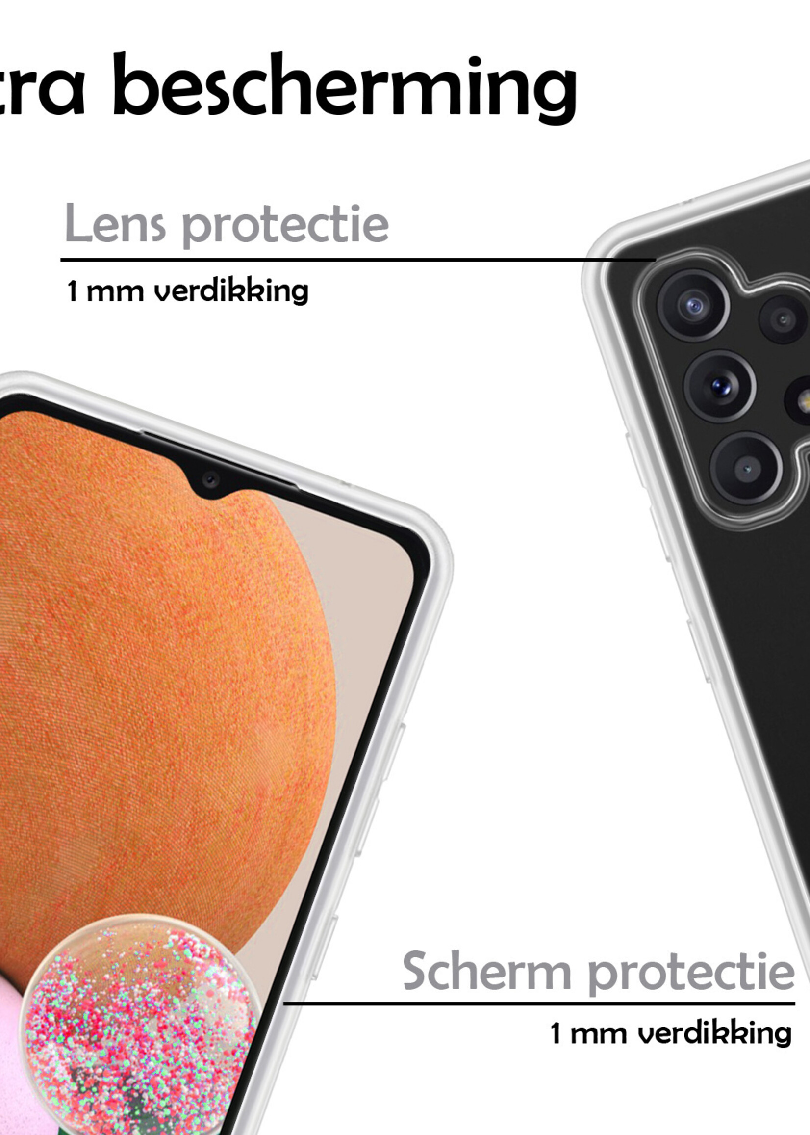 LUQ Hoesje Geschikt voor Samsung A13 4G Hoesje Siliconen Case Met Screenprotector - Hoes Geschikt voor Samsung Galaxy A13 4G Hoes Siliconen - Transparant