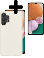 LUQ LUQ Samsung Galaxy A13 4G Hoesje Siliconen Met Screenprotector - Wit