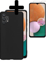 LUQ LUQ Samsung Galaxy A13 4G Hoesje Siliconen Met Screenprotector - Zwart