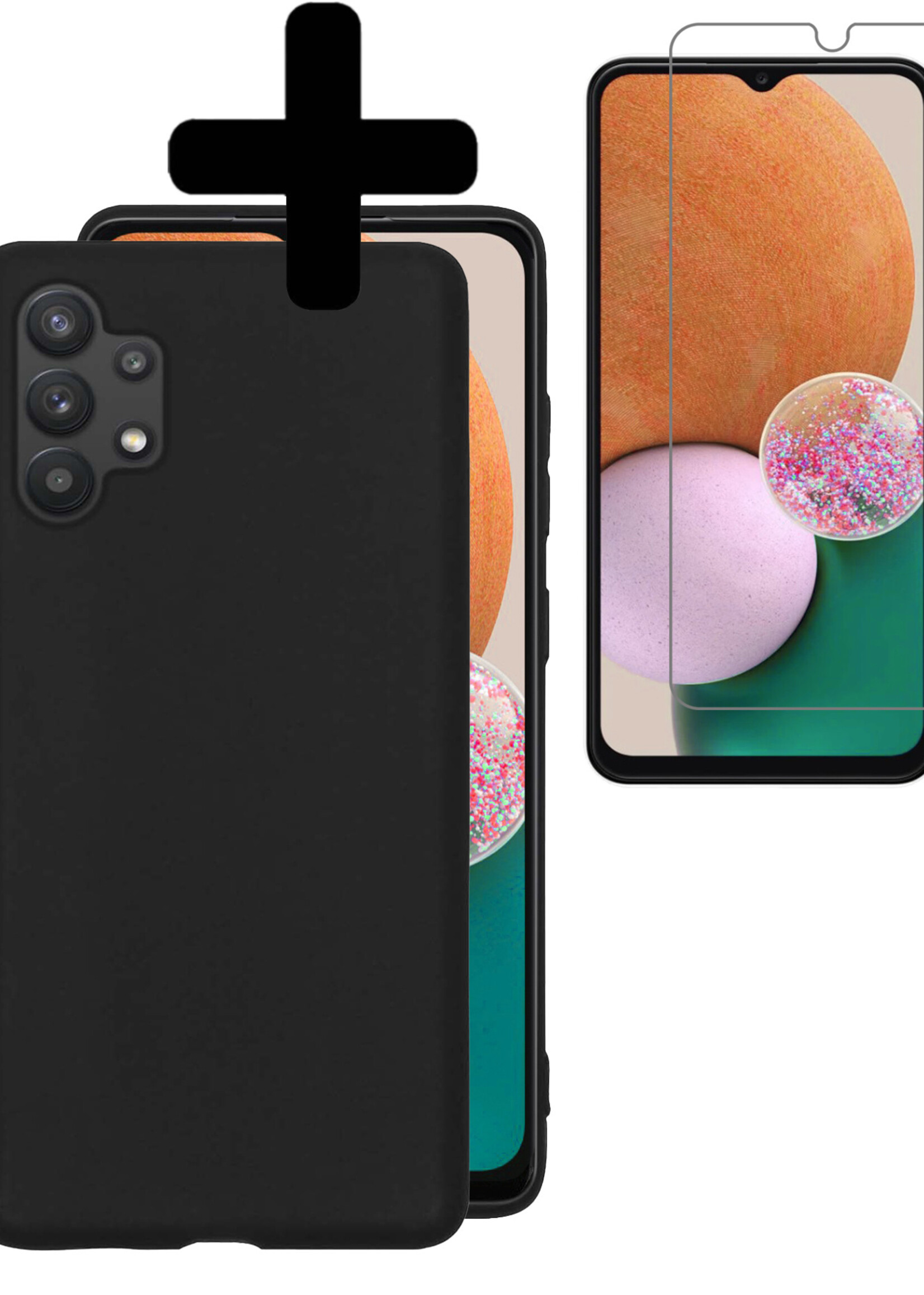 LUQ Hoesje Geschikt voor Samsung A13 4G Hoesje Siliconen Case Met Screenprotector - Hoes Geschikt voor Samsung Galaxy A13 4G Hoes Siliconen - Zwart