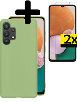 LUQ Samsung Galaxy A13 4G Hoesje Siliconen Met 2x Screenprotector - Groen