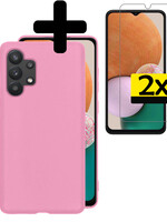 LUQ LUQ Samsung Galaxy A13 4G Hoesje Siliconen Met 2x Screenprotector - Lichtroze