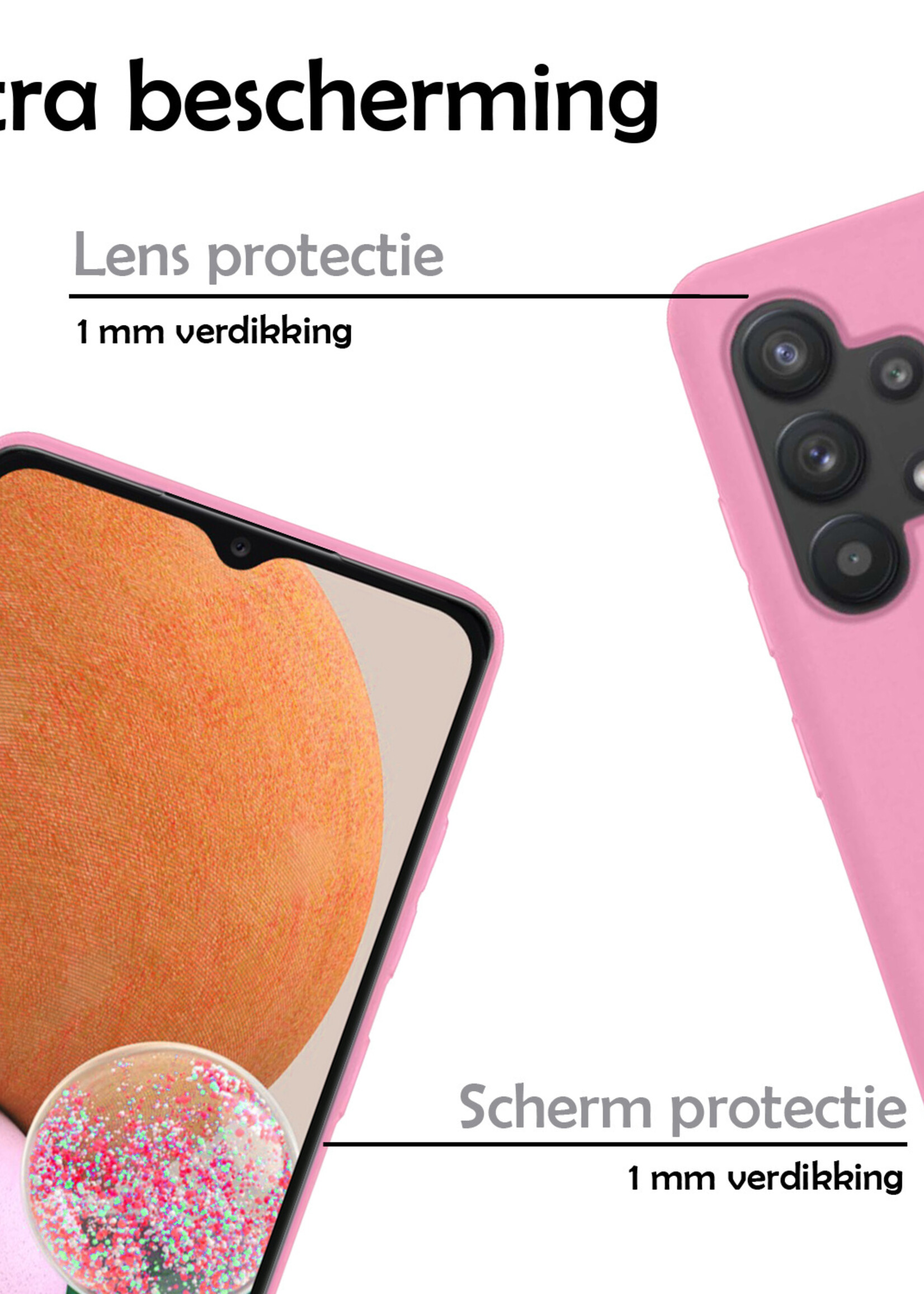 LUQ Hoesje Geschikt voor Samsung A13 4G Hoesje Siliconen Case Met 2x Screenprotector - Hoes Geschikt voor Samsung Galaxy A13 4G Hoes Siliconen - Lichtroze