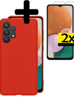 LUQ LUQ Samsung Galaxy A13 4G Hoesje Siliconen Met 2x Screenprotector - Rood