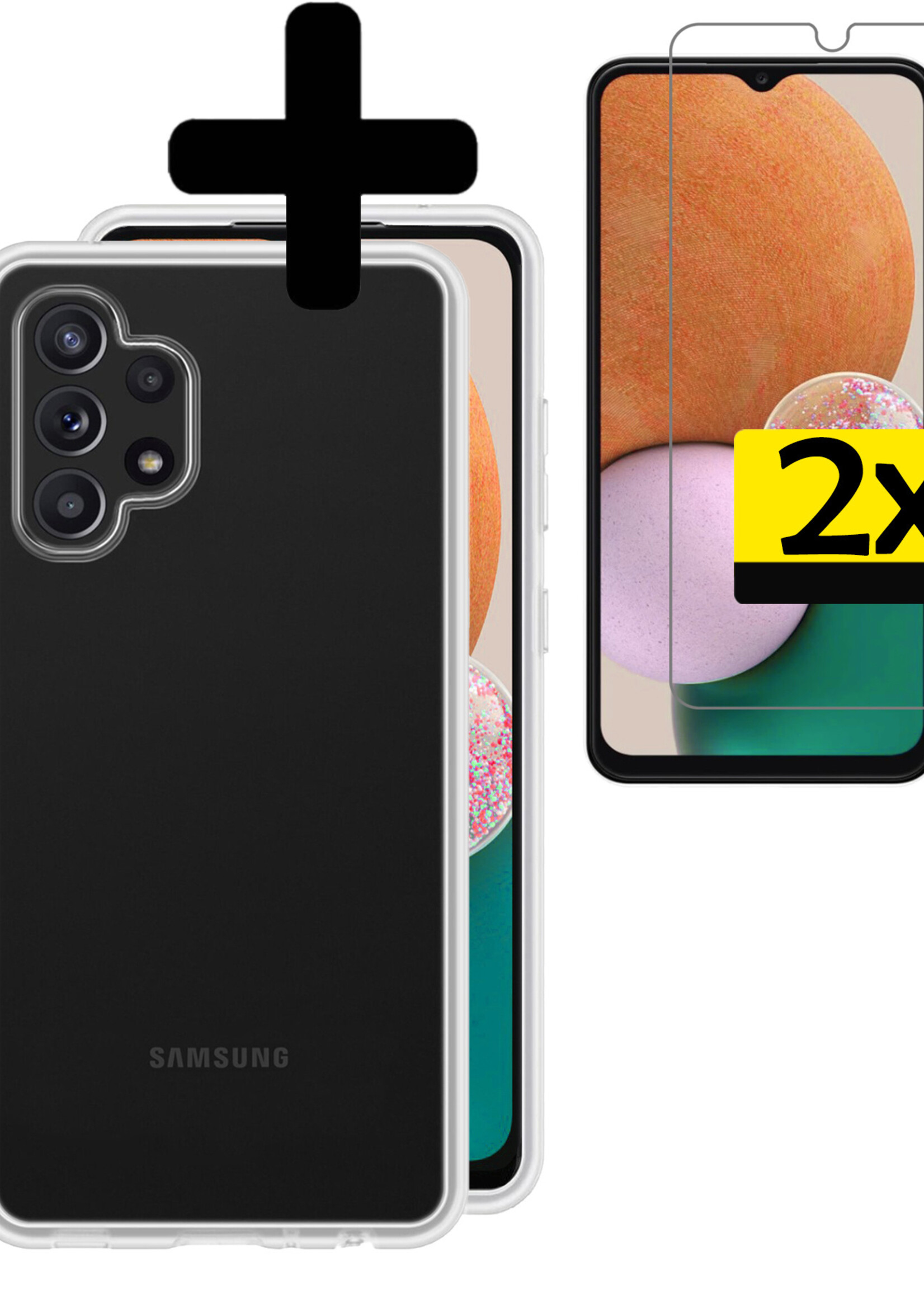 LUQ Hoesje Geschikt voor Samsung A13 4G Hoesje Siliconen Case Met 2x Screenprotector - Hoes Geschikt voor Samsung Galaxy A13 4G Hoes Siliconen - Transparant