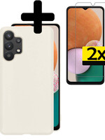 LUQ LUQ Samsung Galaxy A13 4G Hoesje Siliconen Met 2x Screenprotector - Wit