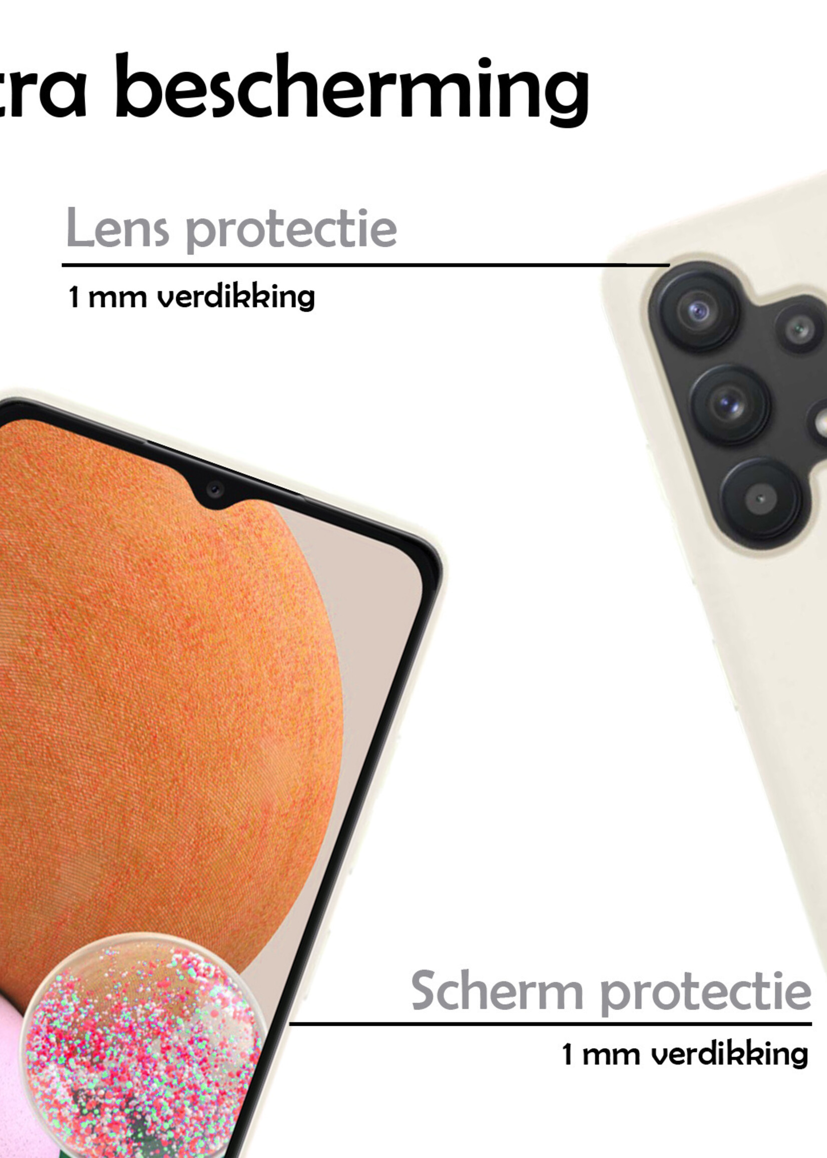 LUQ Hoesje Geschikt voor Samsung A13 4G Hoesje Siliconen Case Met 2x Screenprotector - Hoes Geschikt voor Samsung Galaxy A13 4G Hoes Siliconen - Wit