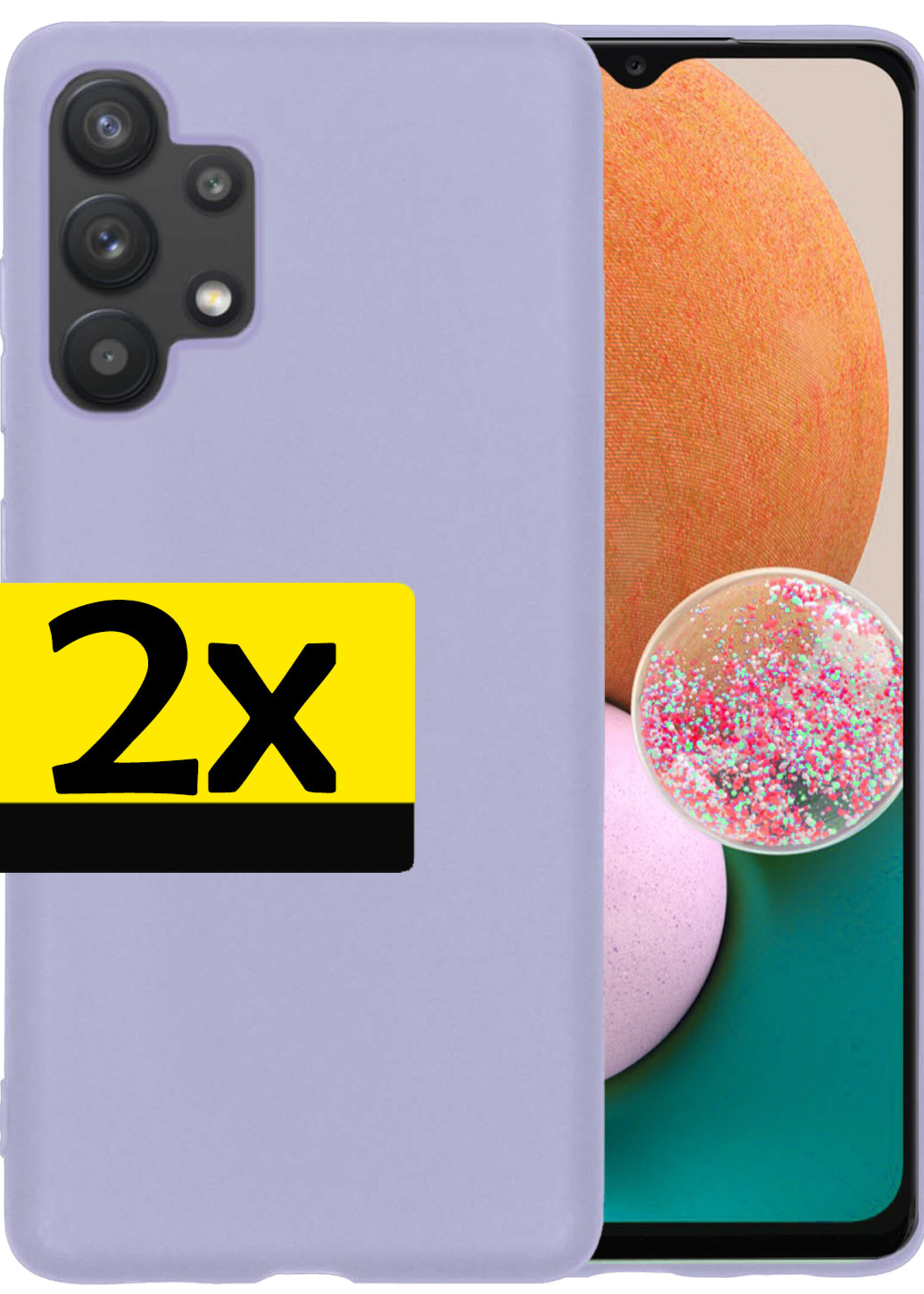 LUQ Hoesje Geschikt voor Samsung A13 4G Hoesje Siliconen Case - Hoes Geschikt voor Samsung Galaxy A13 4G Hoes Siliconen - Lila - 2 Stuks