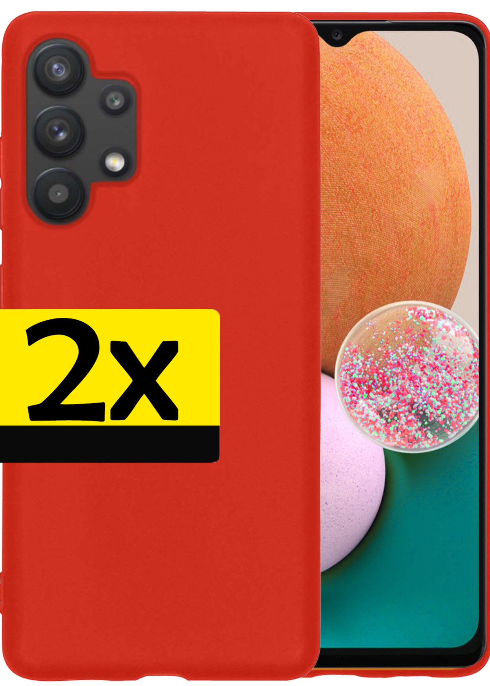 LUQ Hoesje Geschikt voor Samsung A13 4G Hoesje Siliconen Case - Hoes Geschikt voor Samsung Galaxy A13 4G Hoes Siliconen - Rood - 2 Stuks