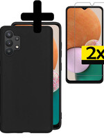 LUQ LUQ Samsung Galaxy A13 4G Hoesje Siliconen Met 2x Screenprotector - Zwart