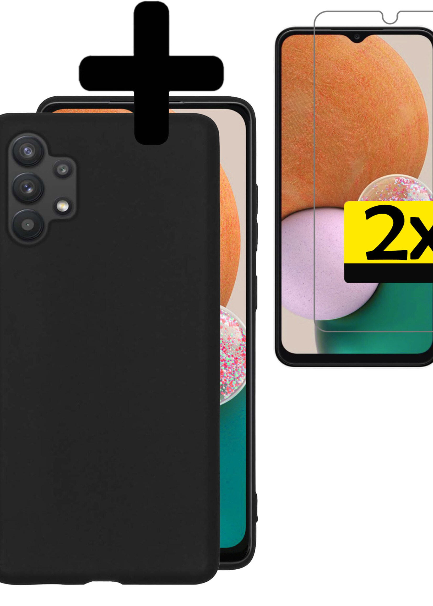 LUQ Hoesje Geschikt voor Samsung A13 4G Hoesje Siliconen Case Met 2x Screenprotector - Hoes Geschikt voor Samsung Galaxy A13 4G Hoes Siliconen - Zwart
