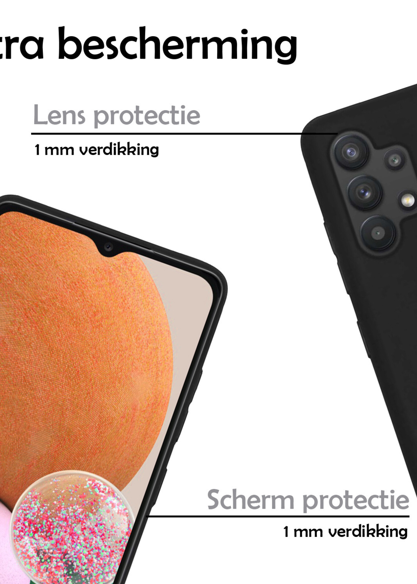 LUQ Hoesje Geschikt voor Samsung A13 4G Hoesje Siliconen Case Met 2x Screenprotector - Hoes Geschikt voor Samsung Galaxy A13 4G Hoes Siliconen - Zwart