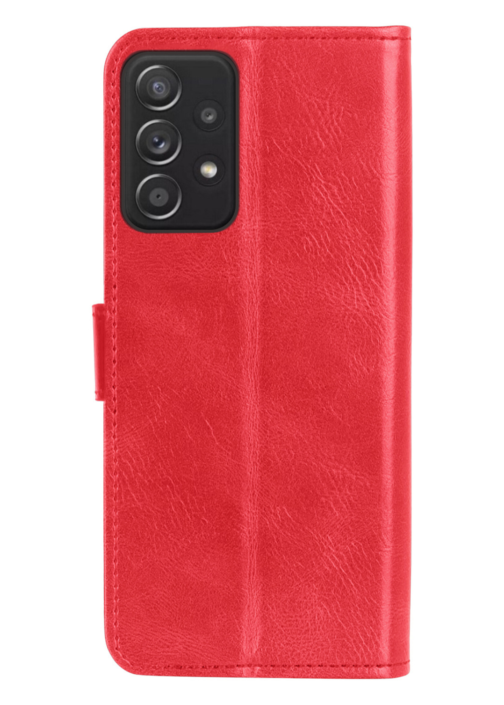 LUQ Hoesje Geschikt voor Samsung A13 4G Hoesje Book Case Hoes Wallet Cover Met Screenprotector - Hoes Geschikt voor Samsung Galaxy A13 4G Hoesje Bookcase Hoes - Rood