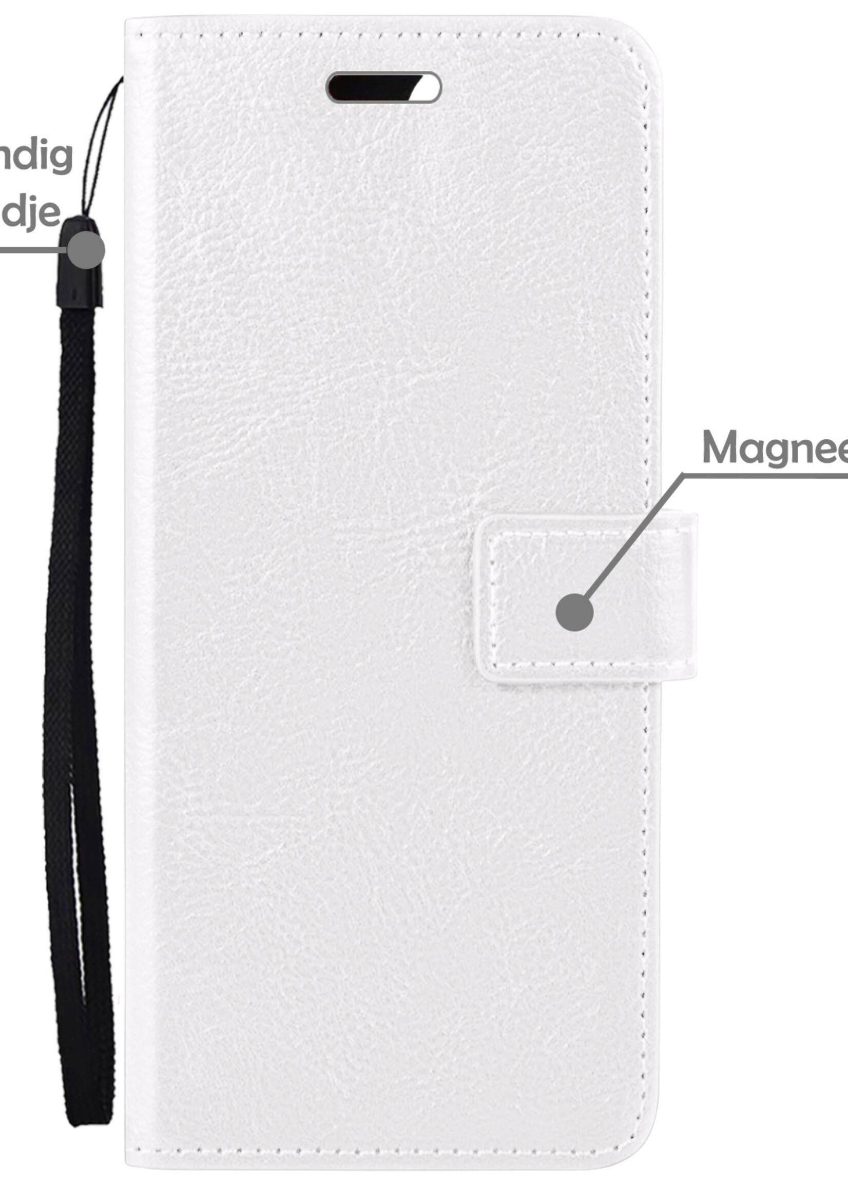 LUQ Hoesje Geschikt voor Samsung A13 4G Hoesje Book Case Hoes Wallet Cover Met Screenprotector - Hoes Geschikt voor Samsung Galaxy A13 4G Hoesje Bookcase Hoes - Wit