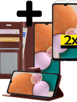 LUQ LUQ Samsung Galaxy A13 4G Hoesje Bookcase Bruin Met 2x Screenprotector
