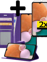 LUQ LUQ Samsung Galaxy A13 4G Hoesje Bookcase Paars Met 2x Screenprotector