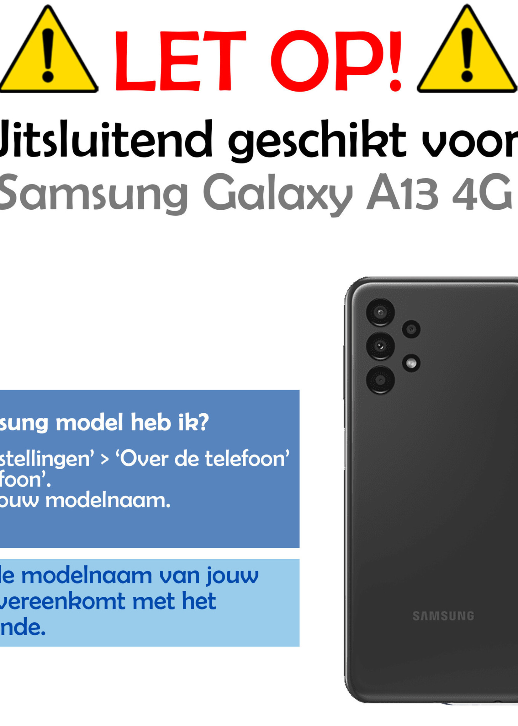 Hoesje Geschikt voor Samsung A13 4G Hoesje Book Case Hoes Wallet Cover Met 2x Screenprotector - Hoes Geschikt voor Samsung Galaxy A13 4G Hoesje Bookcase Hoes - Paars