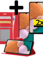 LUQ LUQ Samsung Galaxy A13 4G Hoesje Bookcase Rood Met 2x Screenprotector
