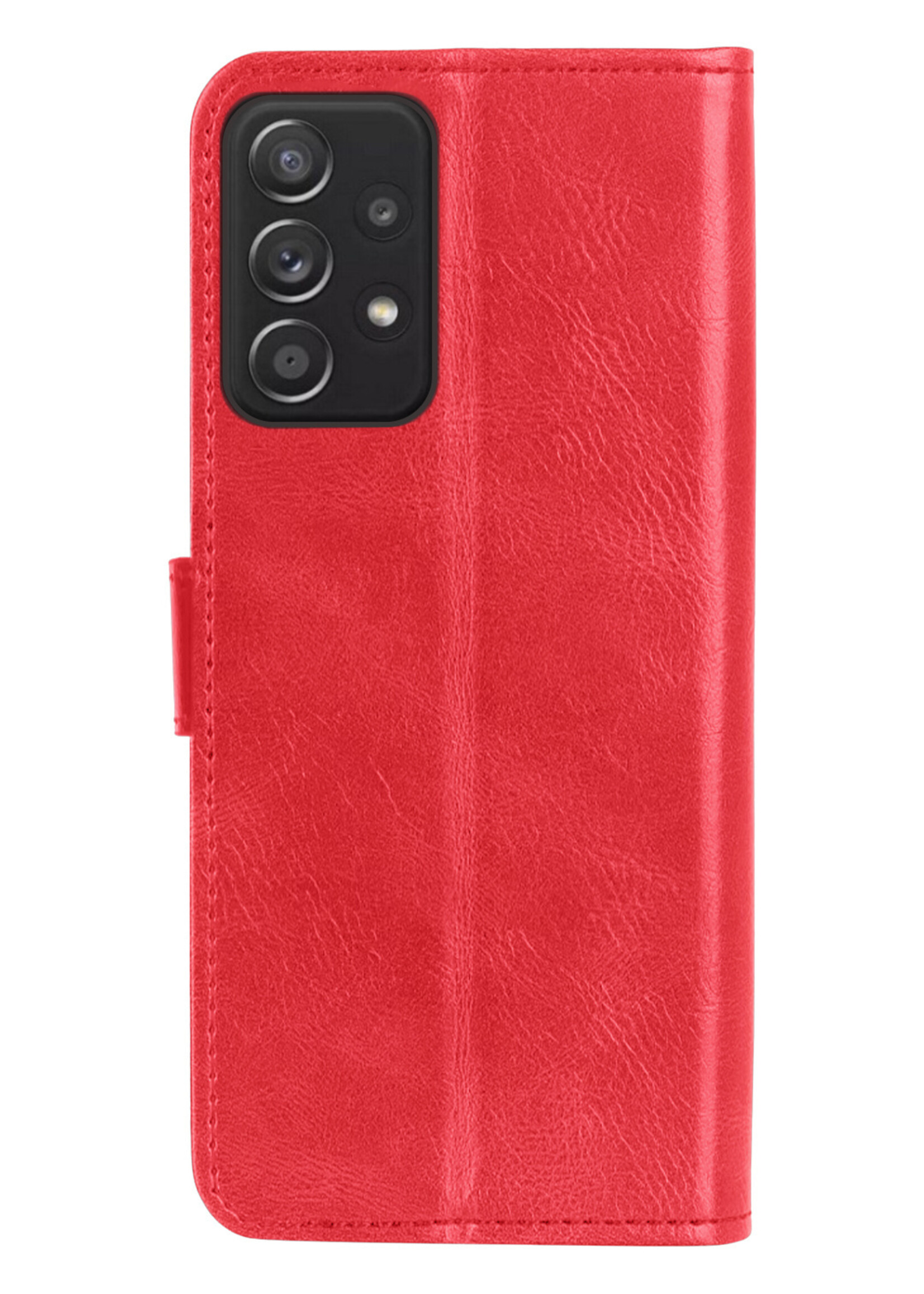 Hoesje Geschikt voor Samsung A13 4G Hoesje Book Case Hoes Wallet Cover Met 2x Screenprotector - Hoes Geschikt voor Samsung Galaxy A13 4G Hoesje Bookcase Hoes - Rood