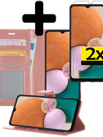 LUQ LUQ Samsung Galaxy A13 4G Hoesje Bookcase Rose Goud Met 2x Screenprotector