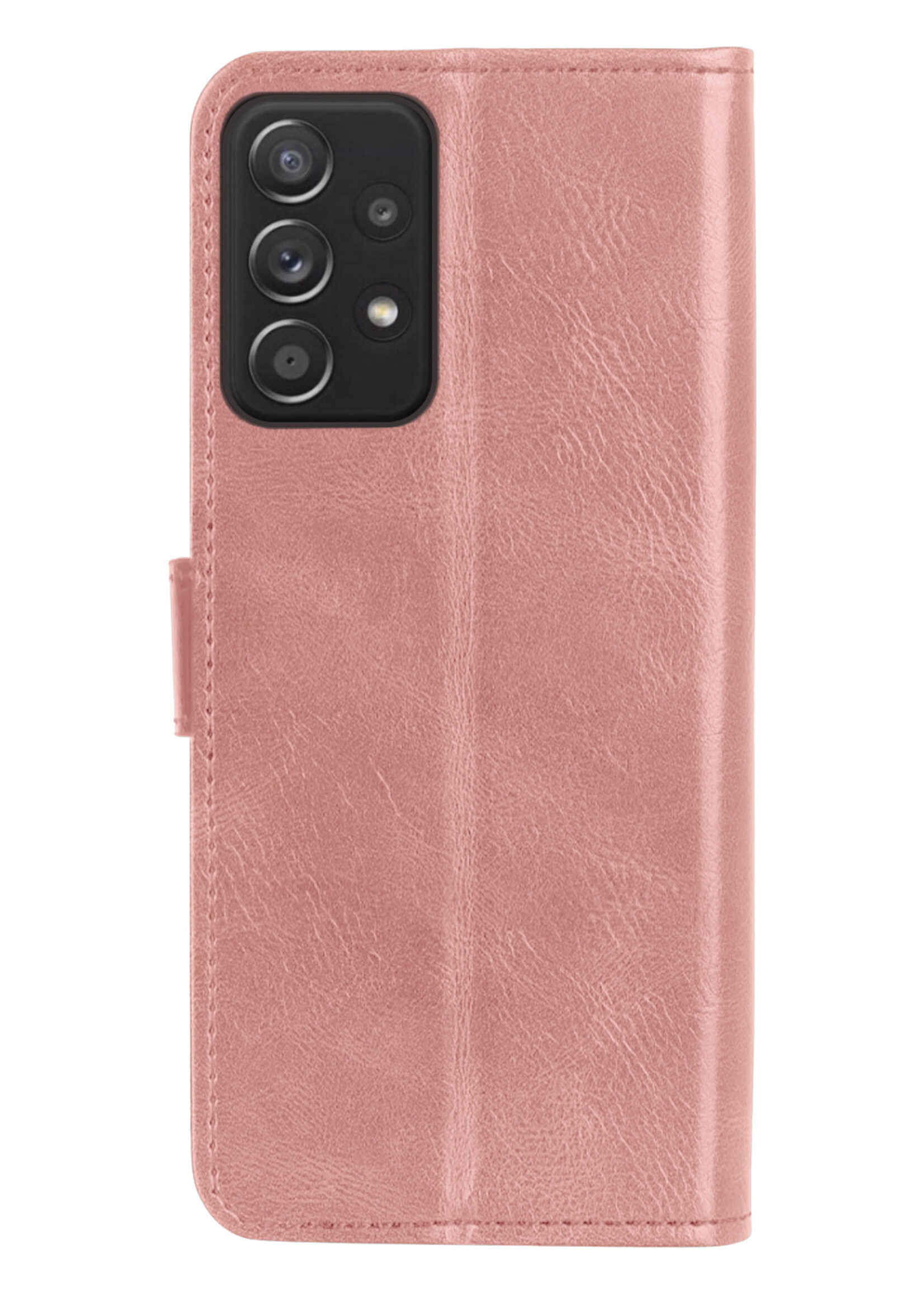 Hoesje Geschikt voor Samsung A13 4G Hoesje Book Case Hoes Wallet Cover Met 2x Screenprotector - Hoes Geschikt voor Samsung Galaxy A13 4G Hoesje Bookcase Hoes - Rosé goud