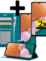 LUQ LUQ Samsung Galaxy A13 4G Hoesje Bookcase Turquoise Met 2x Screenprotector