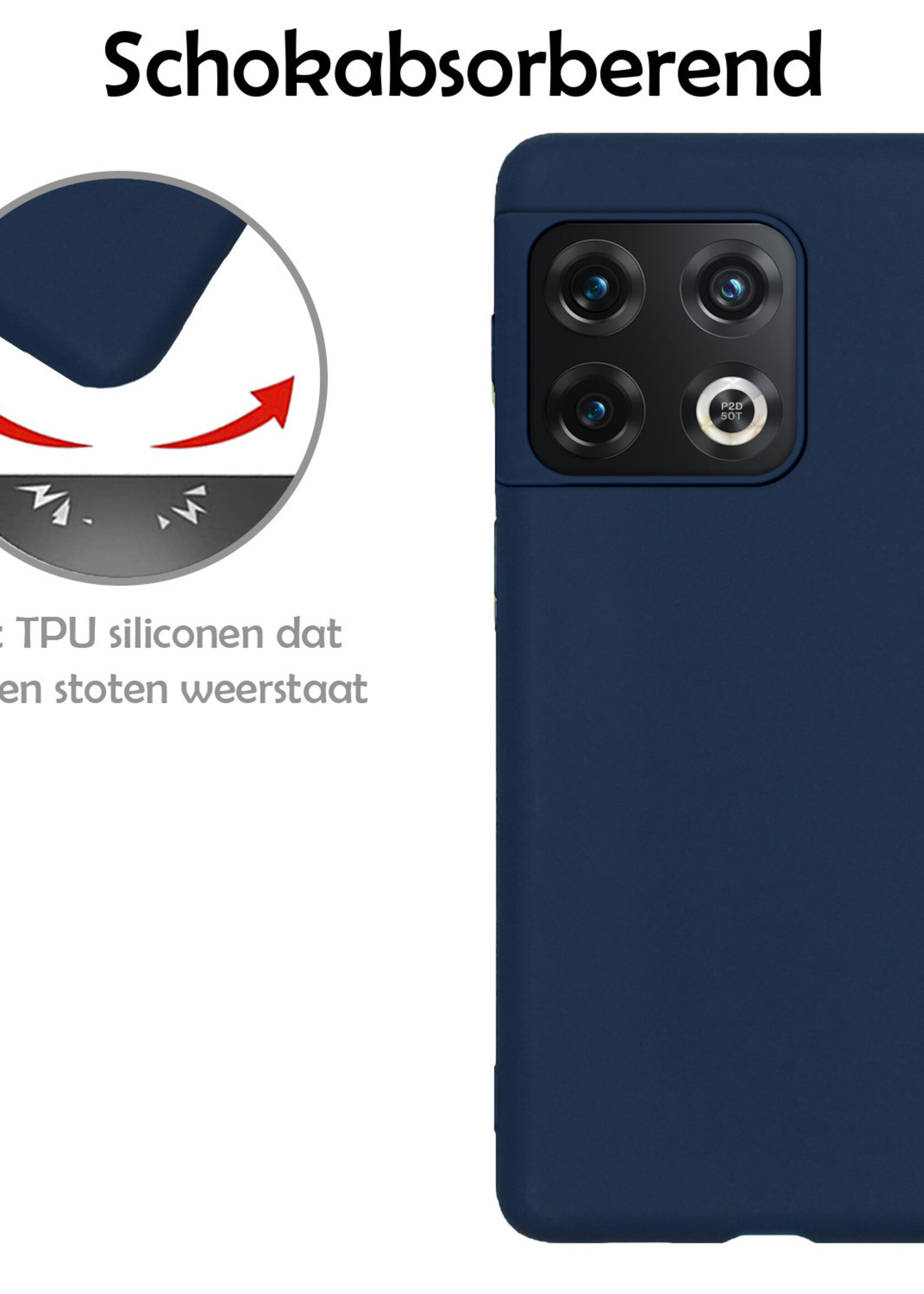 LUQ Hoesje Geschikt voor OnePlus 10 Pro Hoesje Siliconen Case - Hoes Geschikt voor OnePlus 10 Pro Hoes Siliconen - Donkerblauw