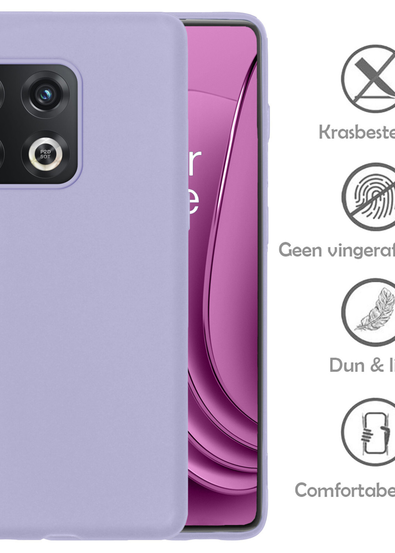 LUQ Hoesje Geschikt voor OnePlus 10 Pro Hoesje Siliconen Case - Hoes Geschikt voor OnePlus 10 Pro Hoes Siliconen - Lila