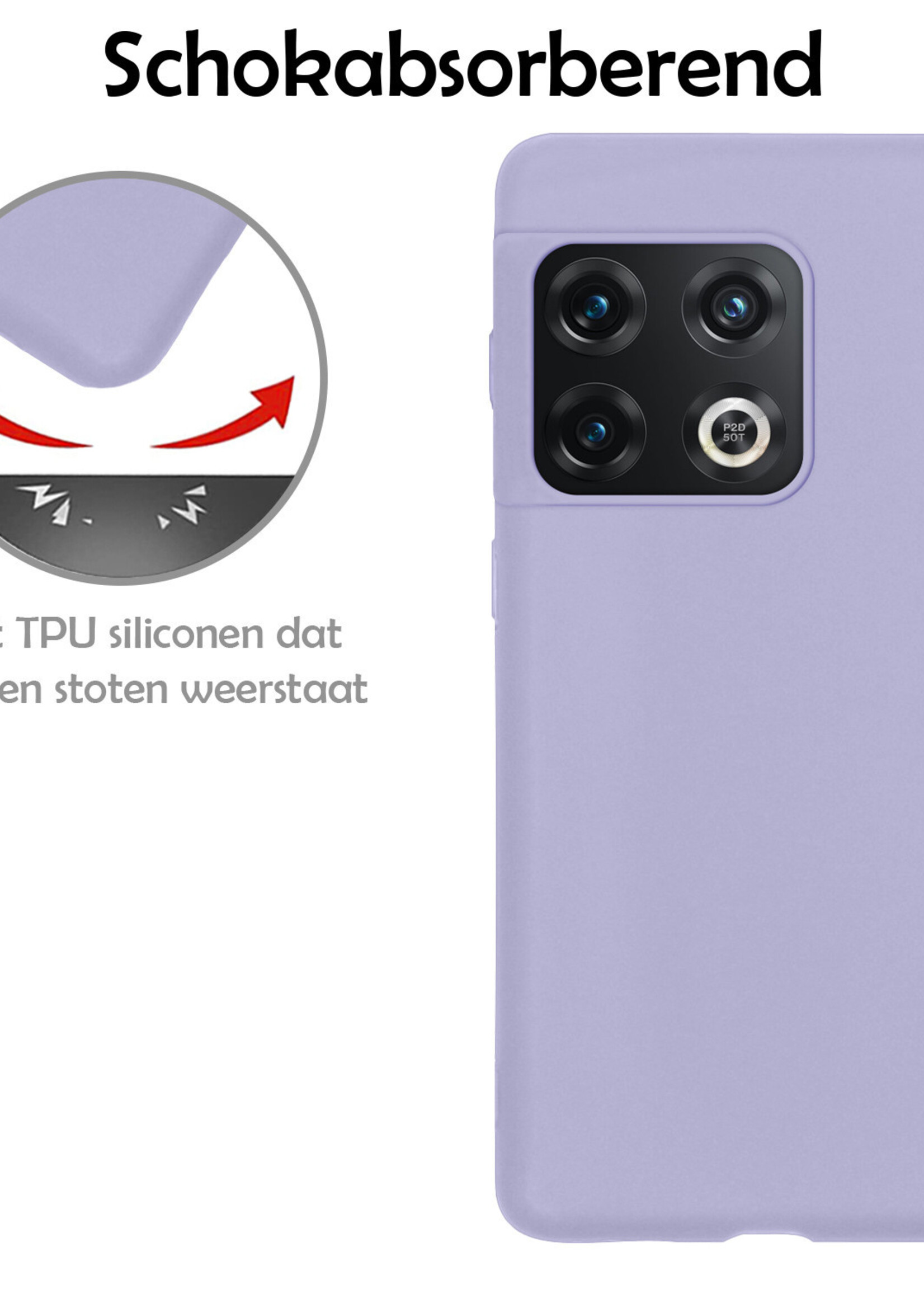 LUQ Hoesje Geschikt voor OnePlus 10 Pro Hoesje Siliconen Case - Hoes Geschikt voor OnePlus 10 Pro Hoes Siliconen - Lila