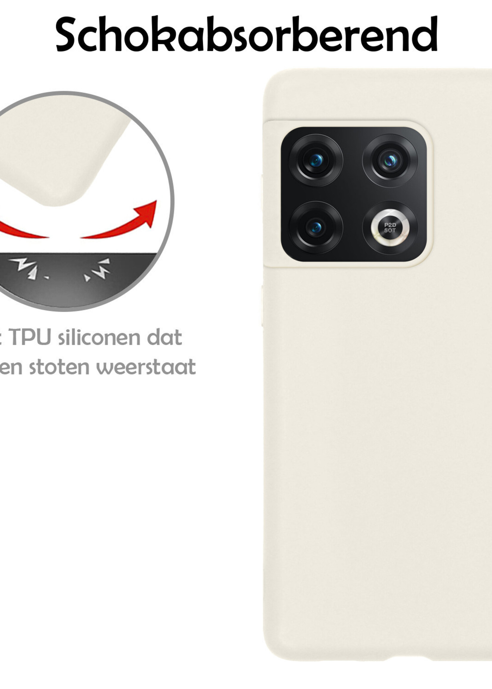 LUQ Hoesje Geschikt voor OnePlus 10 Pro Hoesje Siliconen Case - Hoes Geschikt voor OnePlus 10 Pro Hoes Siliconen - Wit
