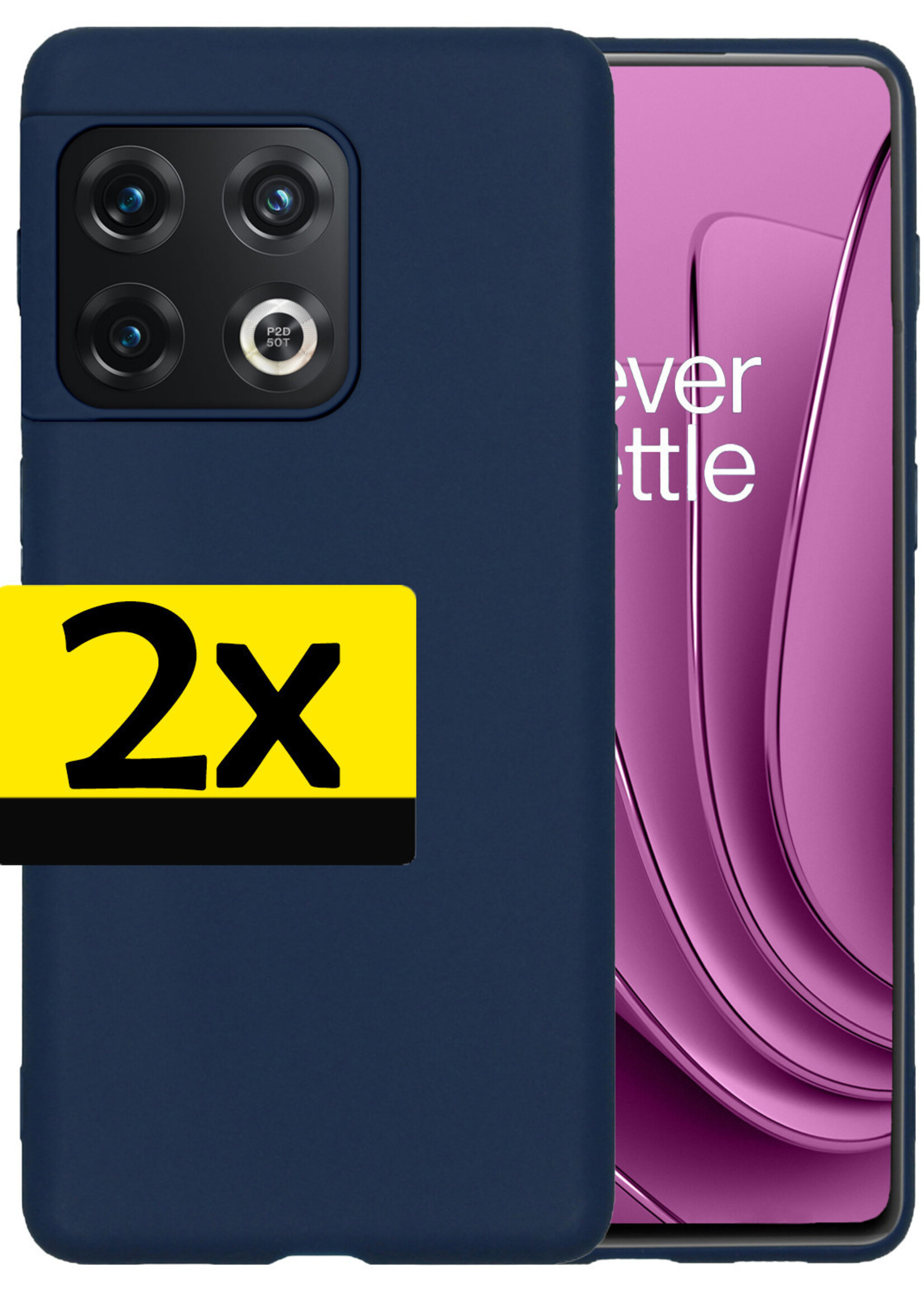 LUQ Hoesje Geschikt voor OnePlus 10 Pro Hoesje Siliconen Case - Hoes Geschikt voor OnePlus 10 Pro Hoes Siliconen - Donkerblauw - 2 Stuks