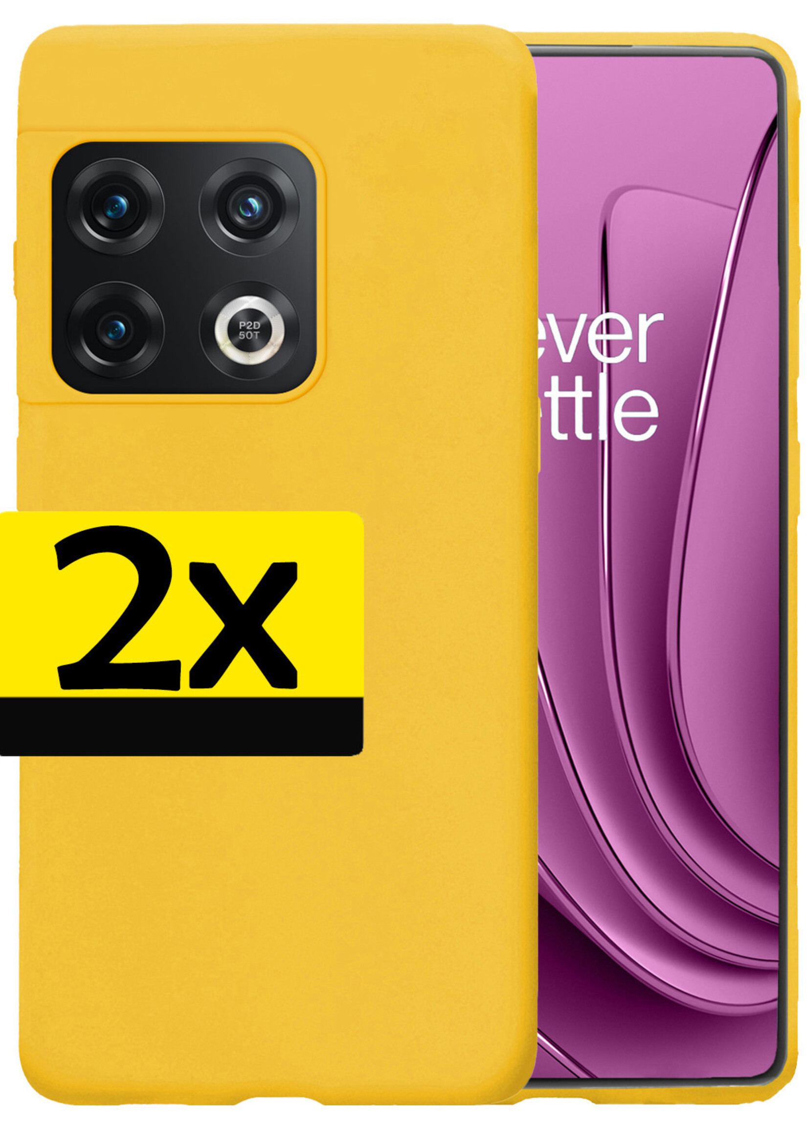 LUQ Hoesje Geschikt voor OnePlus 10 Pro Hoesje Siliconen Case - Hoes Geschikt voor OnePlus 10 Pro Hoes Siliconen - Geel - 2 Stuks