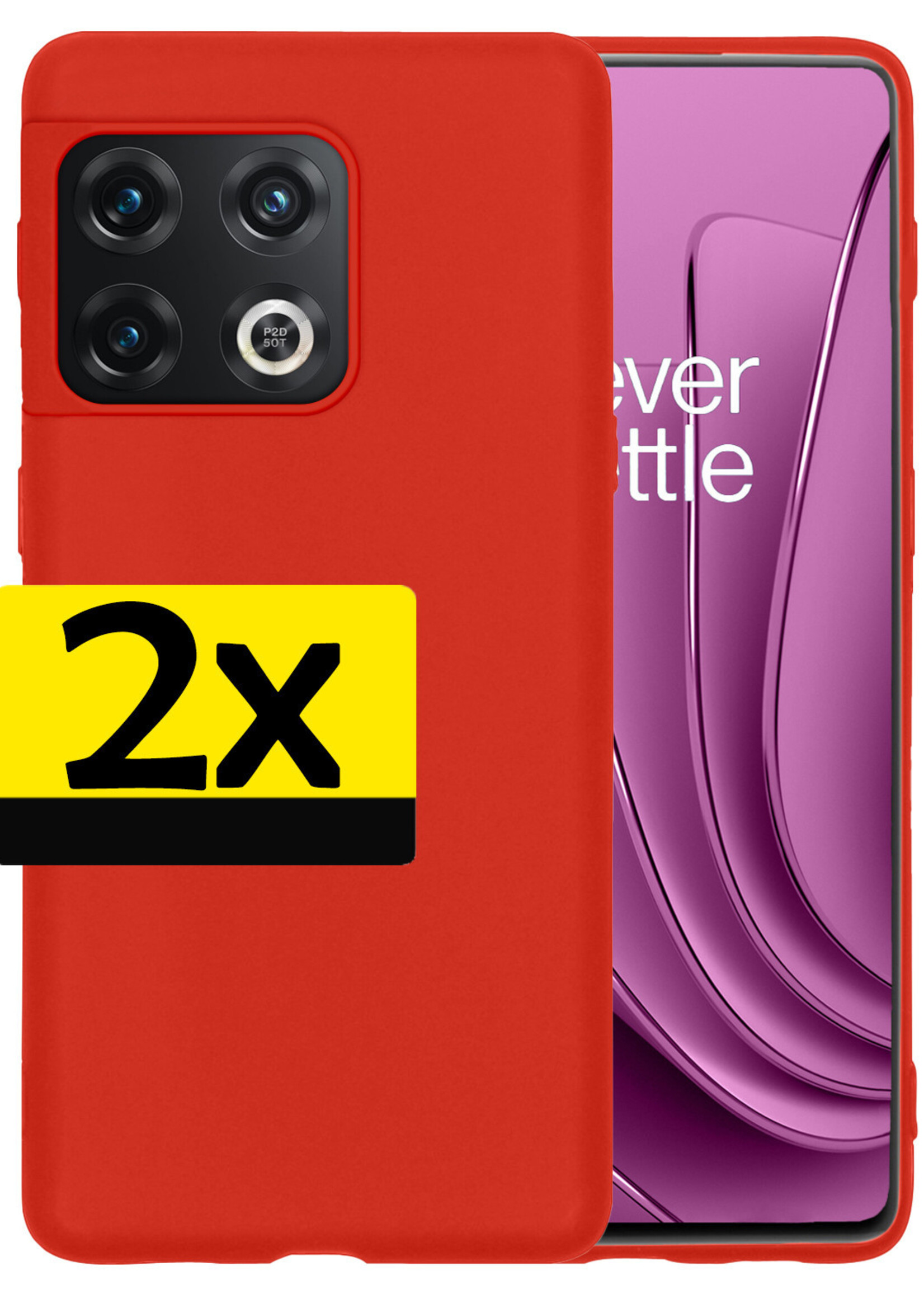 LUQ Hoesje Geschikt voor OnePlus 10 Pro Hoesje Siliconen Case - Hoes Geschikt voor OnePlus 10 Pro Hoes Siliconen - Rood - 2 Stuks