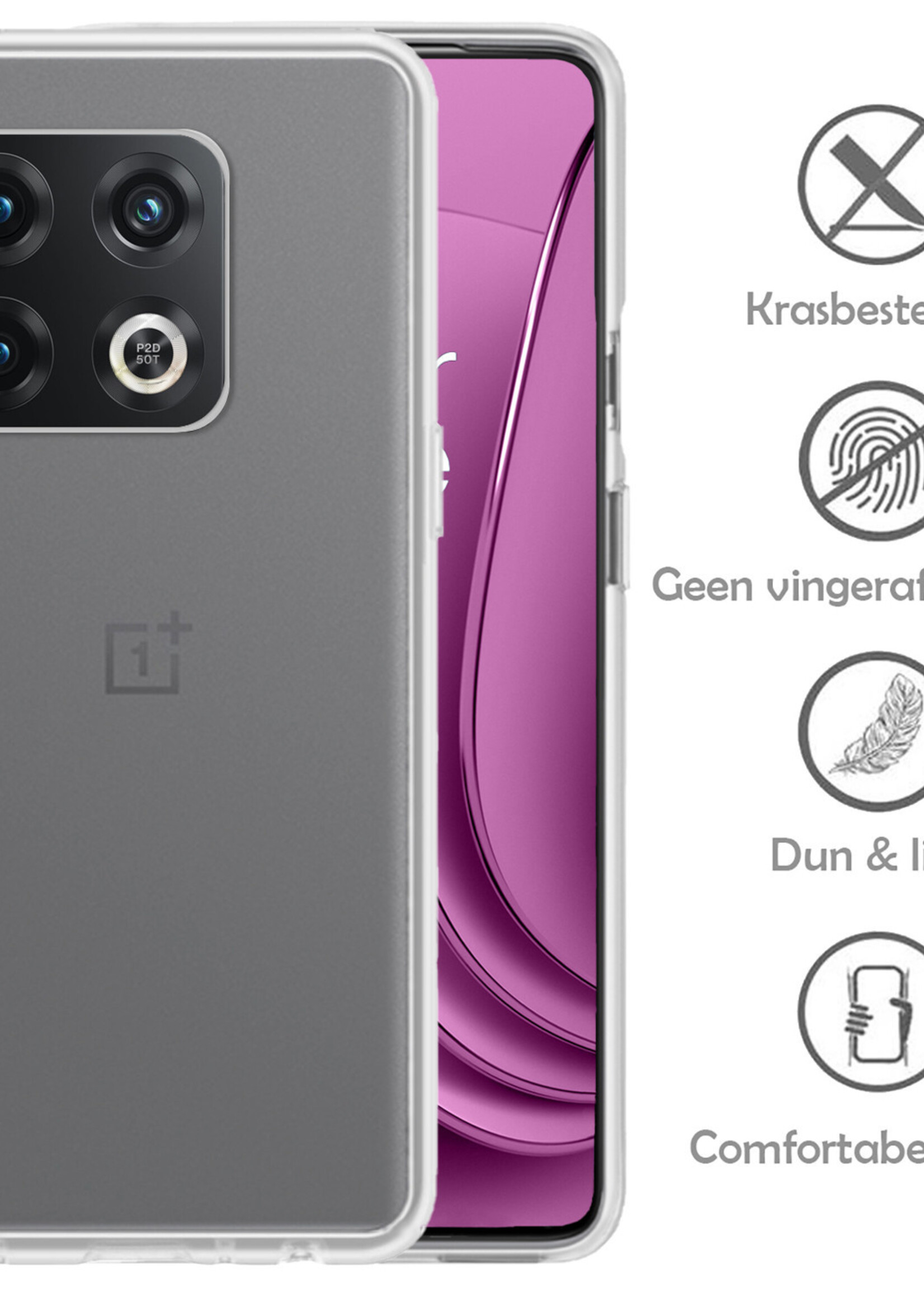 Hoesje Geschikt voor OnePlus 10 Pro Hoesje Siliconen Case - Hoes Geschikt voor OnePlus 10 Pro Hoes Siliconen - Transparant - 2 Stuks