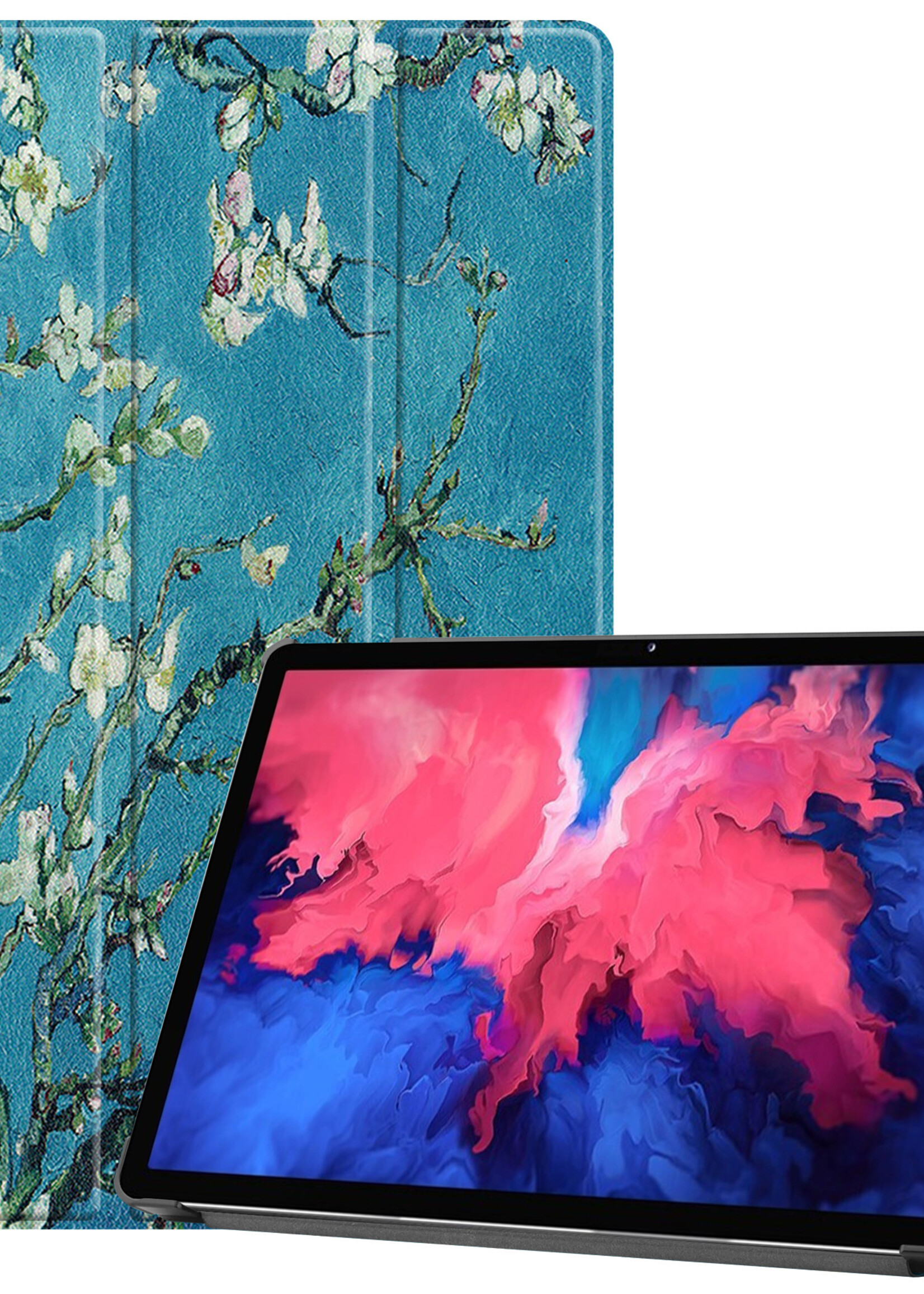 LUQ Hoes Geschikt voor Lenovo Tab P11 Plus Hoes Luxe Hoesje Book Case - Hoesje Geschikt voor Lenovo Tab P11 Plus Hoes Cover - Bloesem
