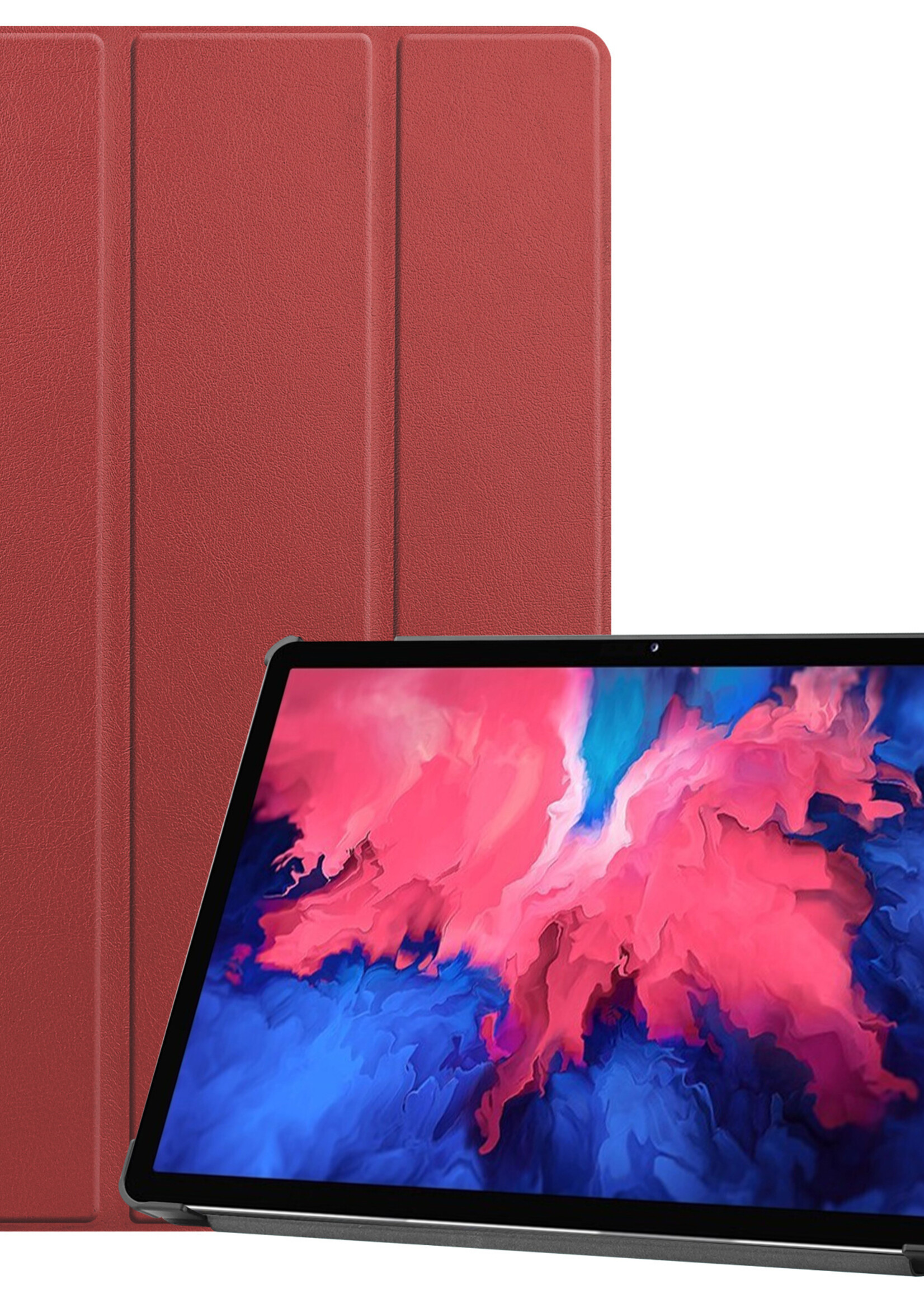 LUQ Hoes Geschikt voor Lenovo Tab P11 Plus Hoes Luxe Hoesje Book Case - Hoesje Geschikt voor Lenovo Tab P11 Plus Hoes Cover - Donkerrood