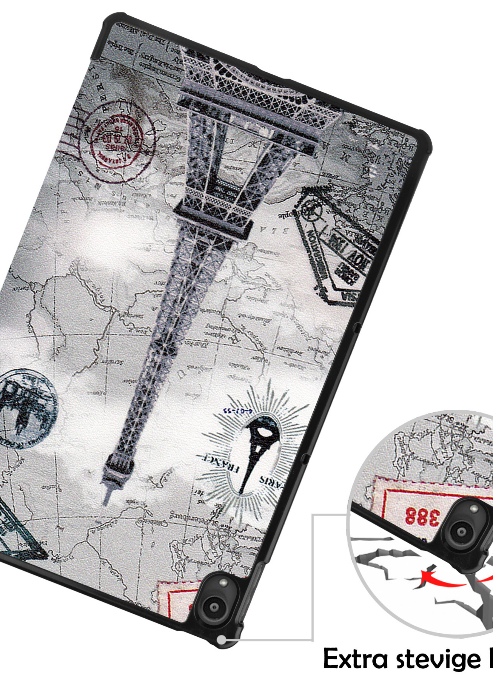 LUQ Hoes Geschikt voor Lenovo Tab P11 Plus Hoes Luxe Hoesje Book Case - Hoesje Geschikt voor Lenovo Tab P11 Plus Hoes Cover - Eiffeltoren