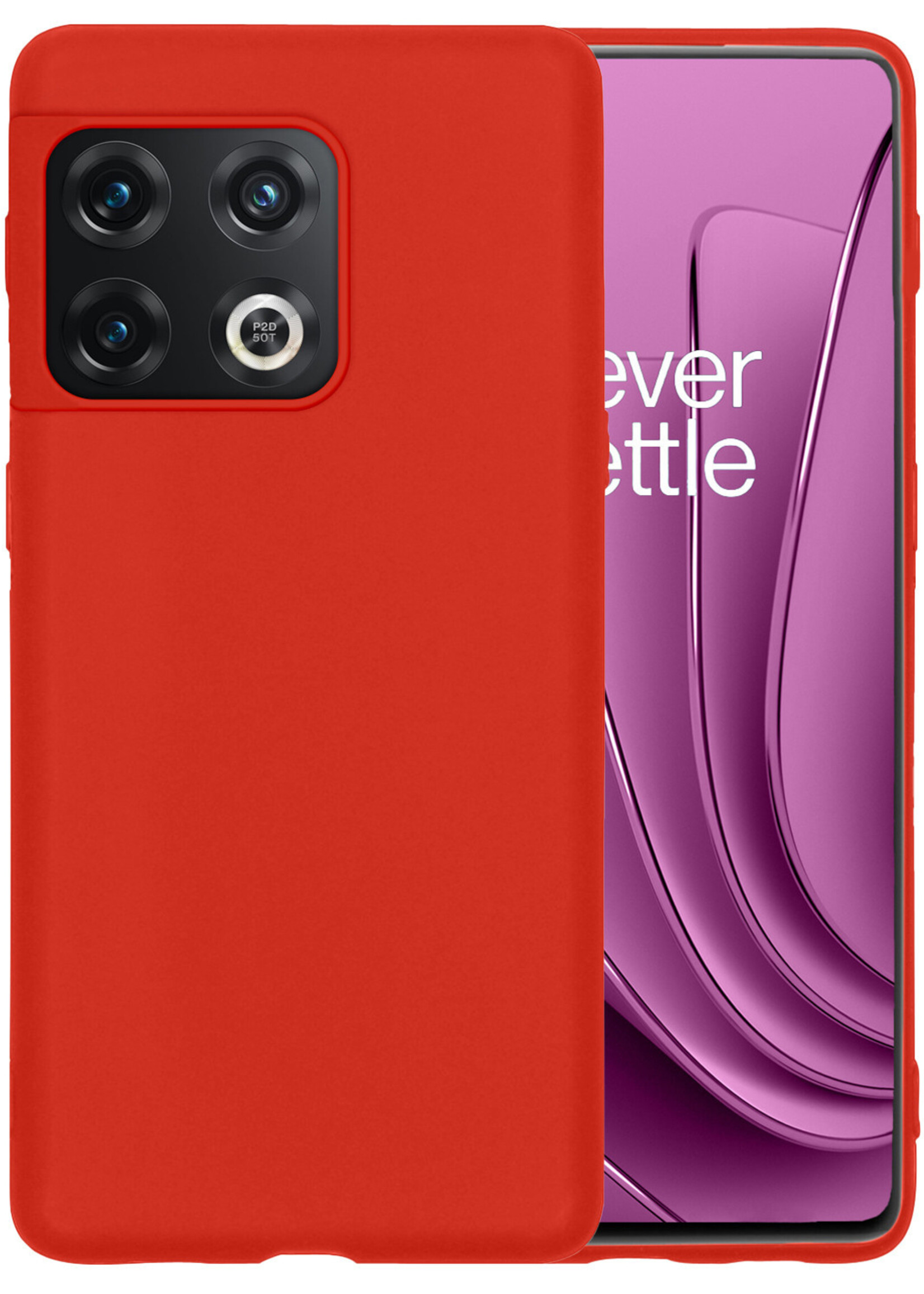LUQ Hoesje Geschikt voor OnePlus 10 Pro Hoesje Siliconen Case - Hoes Geschikt voor OnePlus 10 Pro Hoes Siliconen - Rood