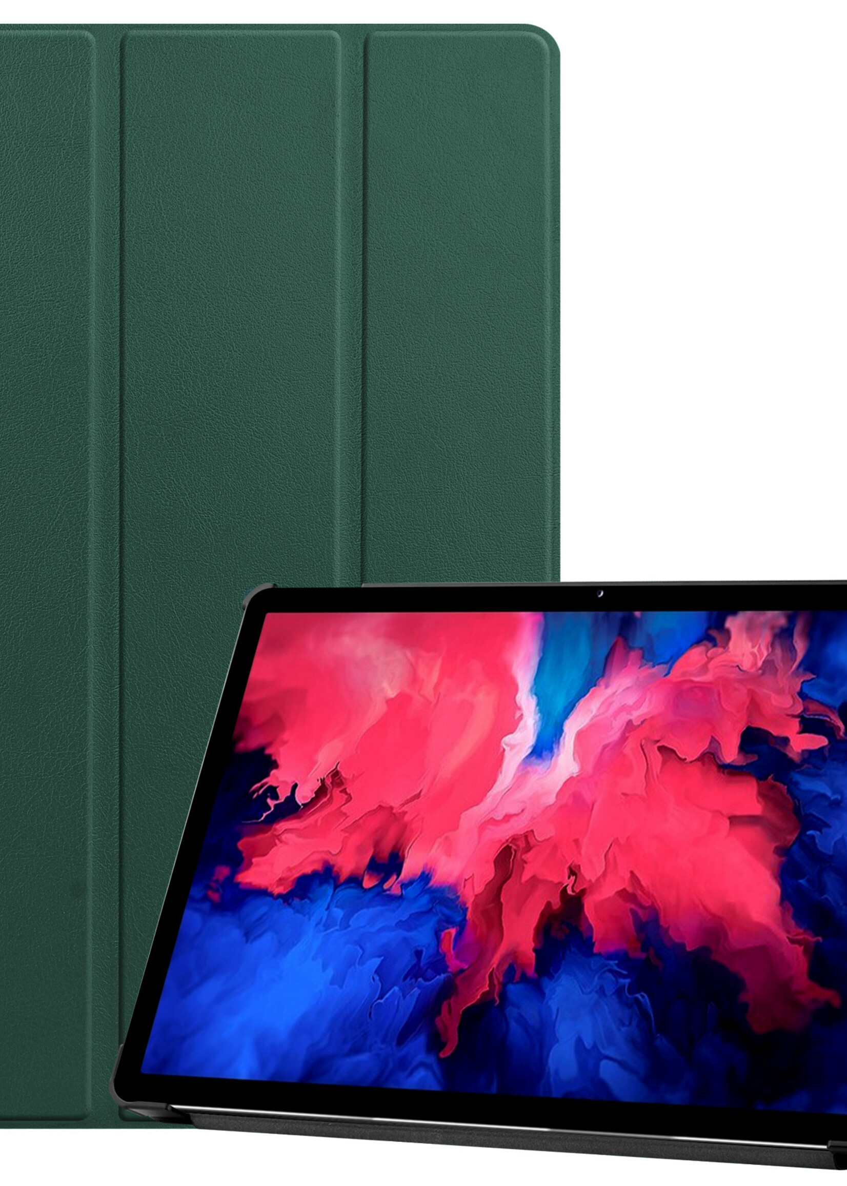 LUQ Hoes Geschikt voor Lenovo Tab P11 Plus Hoes Luxe Hoesje Book Case - Hoesje Geschikt voor Lenovo Tab P11 Plus Hoes Cover - Donkergroen