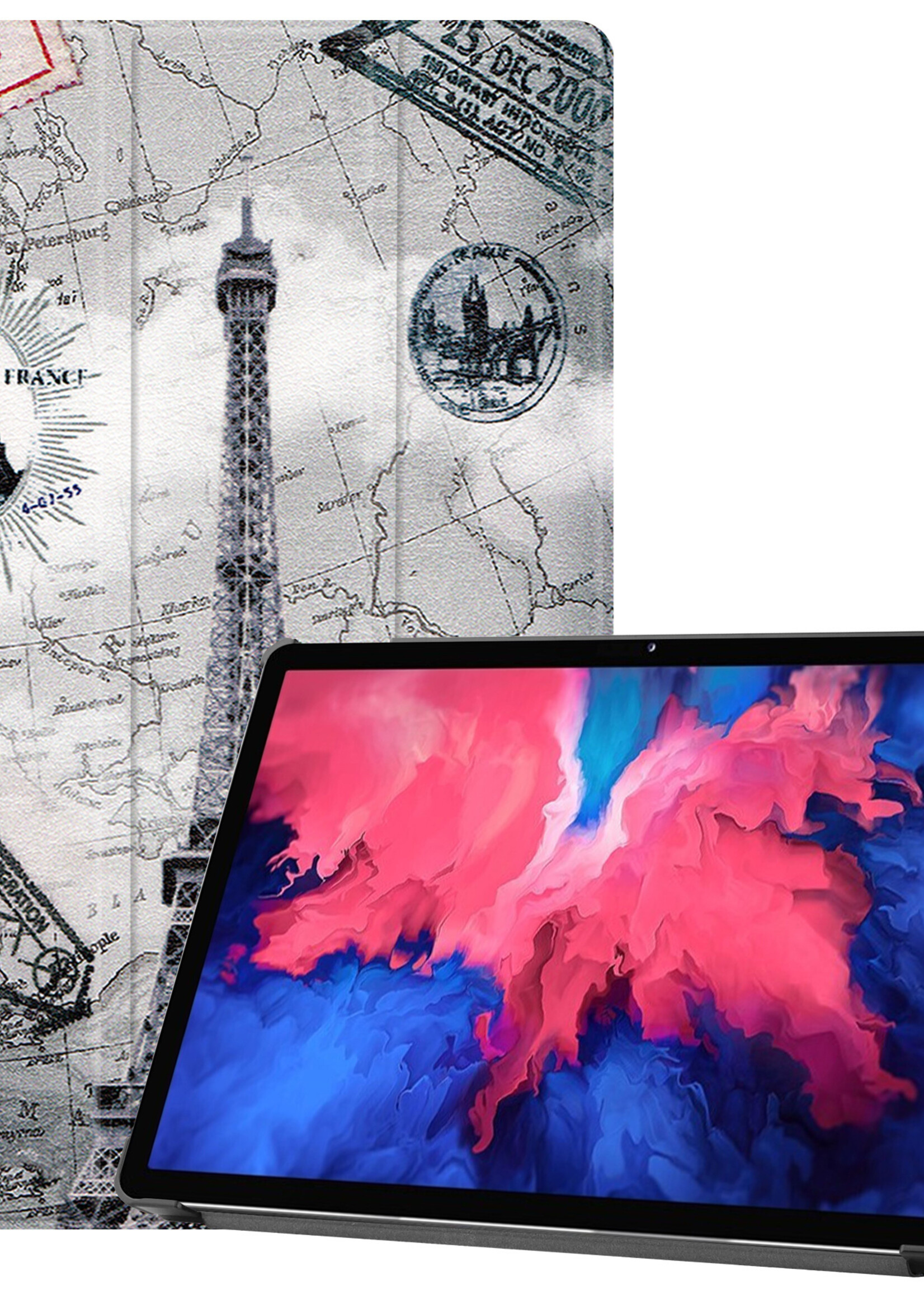 LUQ Hoes Geschikt voor Lenovo Tab P11 Plus Hoes Luxe Hoesje Book Case - Hoesje Geschikt voor Lenovo Tab P11 Plus Hoes Cover - Eiffeltoren