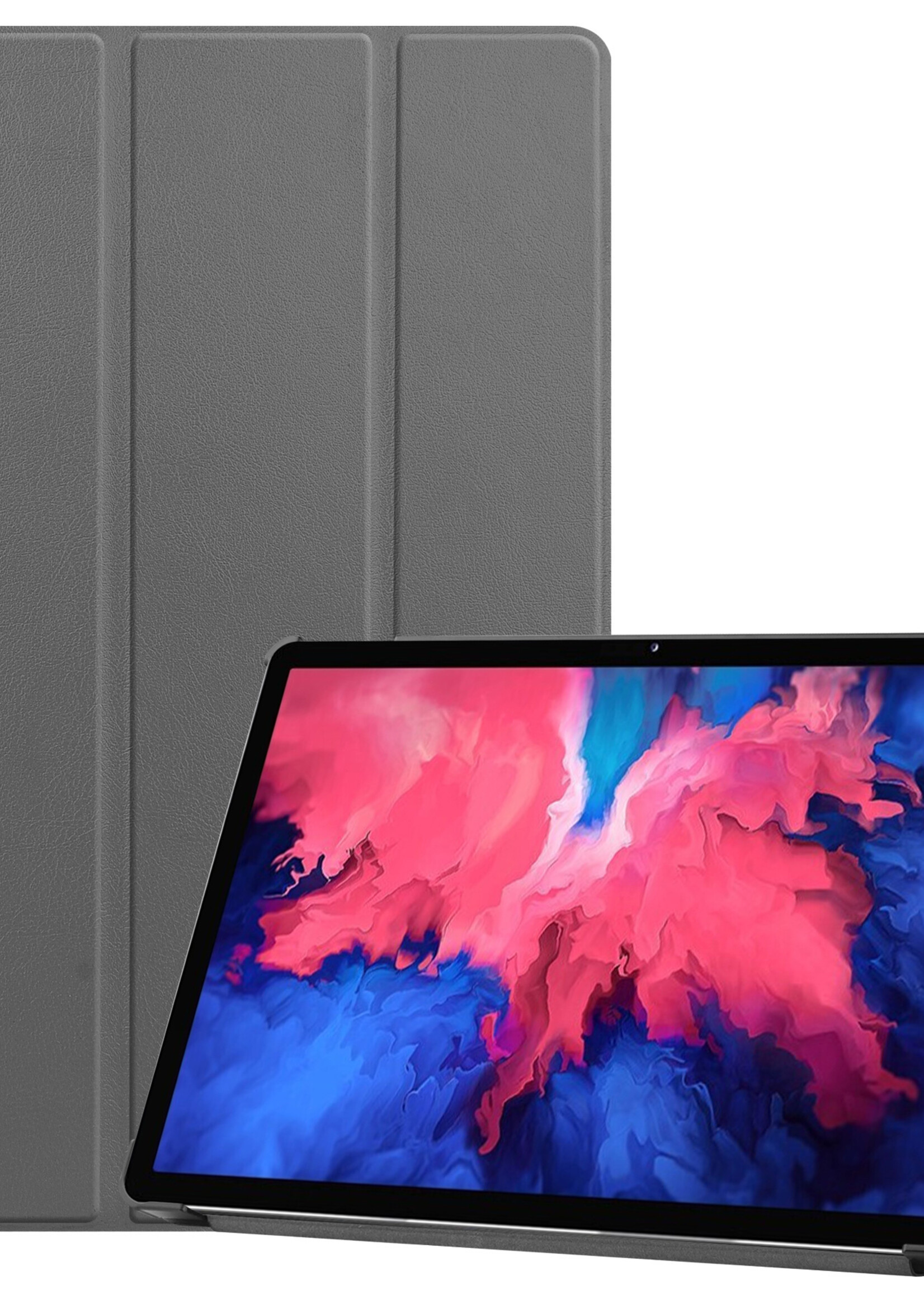 LUQ Hoes Geschikt voor Lenovo Tab P11 Plus Hoes Luxe Hoesje Book Case - Hoesje Geschikt voor Lenovo Tab P11 Plus Hoes Cover - Grijs