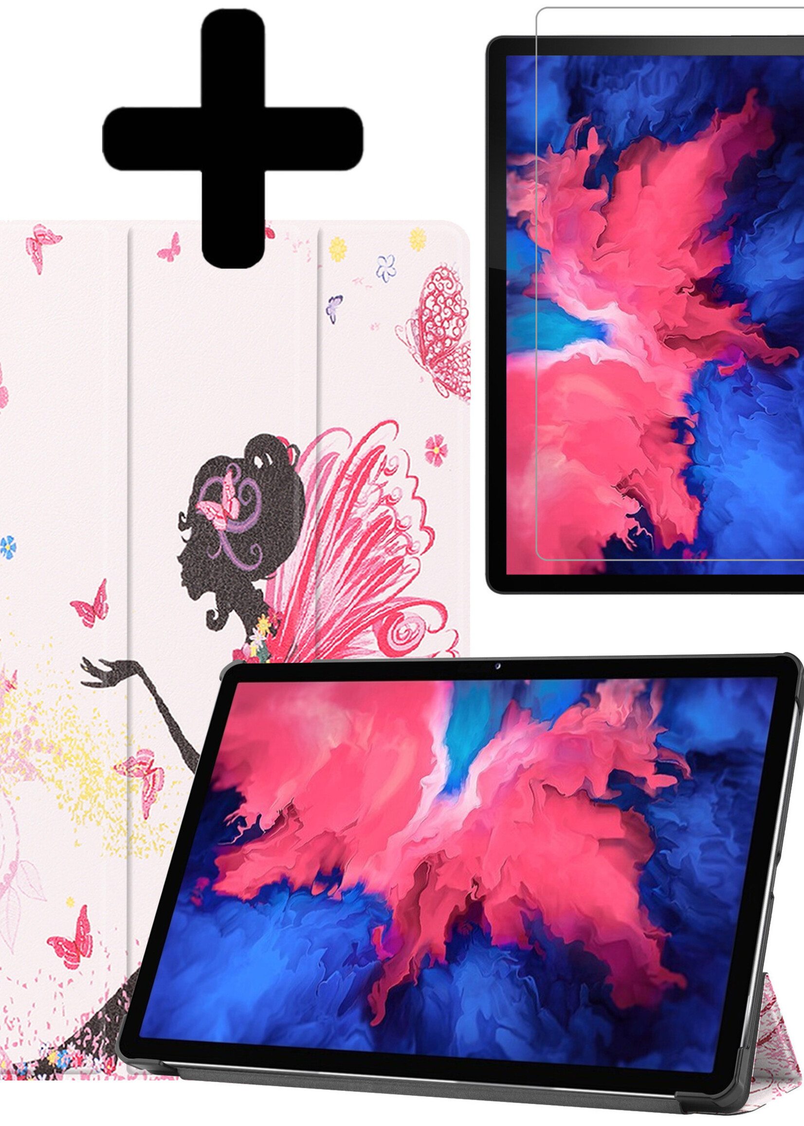 LUQ Hoes Geschikt voor Lenovo Tab P11 Plus Hoes Luxe Hoesje Book Case Met Screenprotector - Hoesje Geschikt voor Lenovo Tab P11 Plus Hoes Cover - Elfje