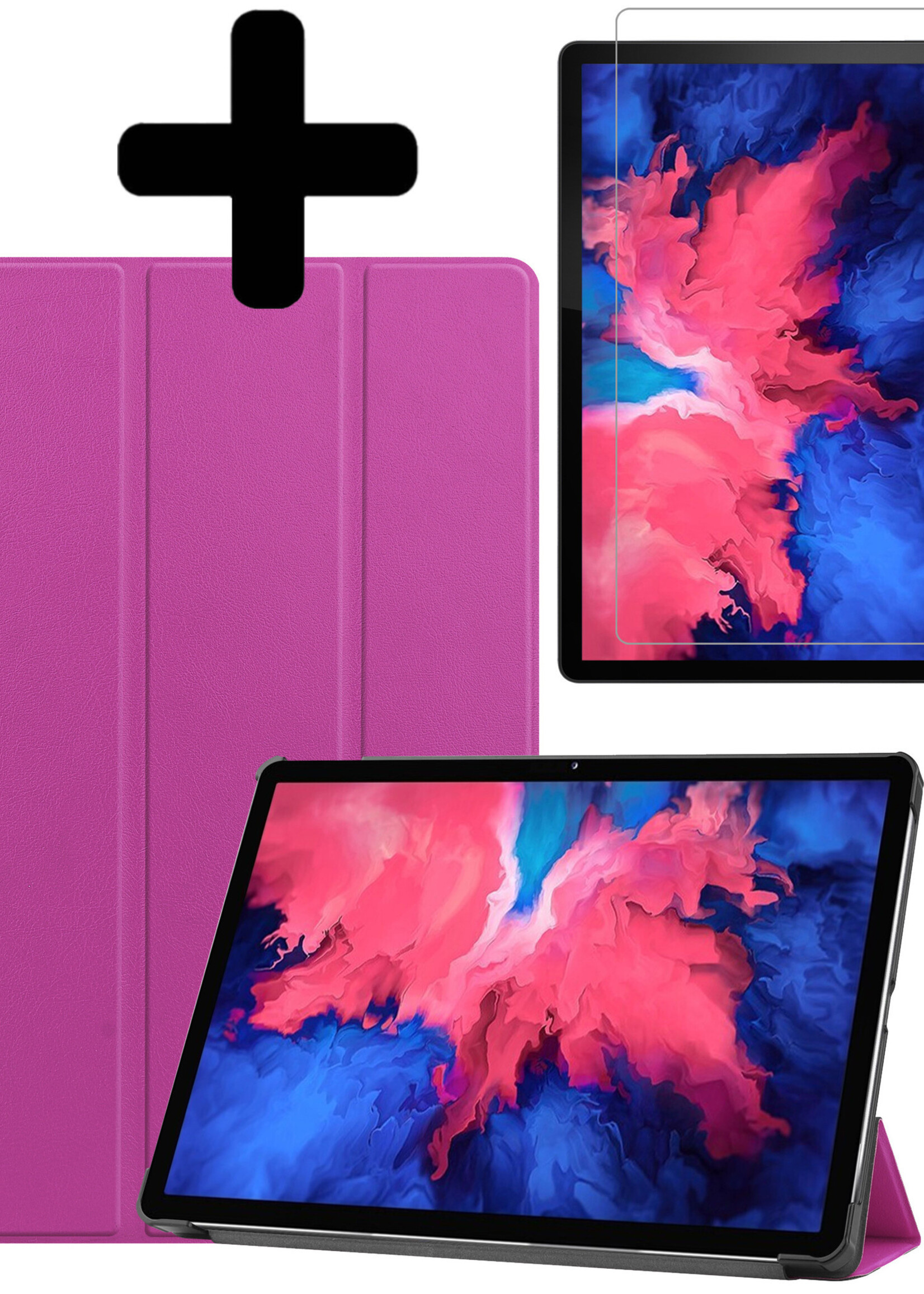 LUQ Hoes Geschikt voor Lenovo Tab P11 Plus Hoes Luxe Hoesje Book Case Met Screenprotector - Hoesje Geschikt voor Lenovo Tab P11 Plus Hoes Cover - Paars