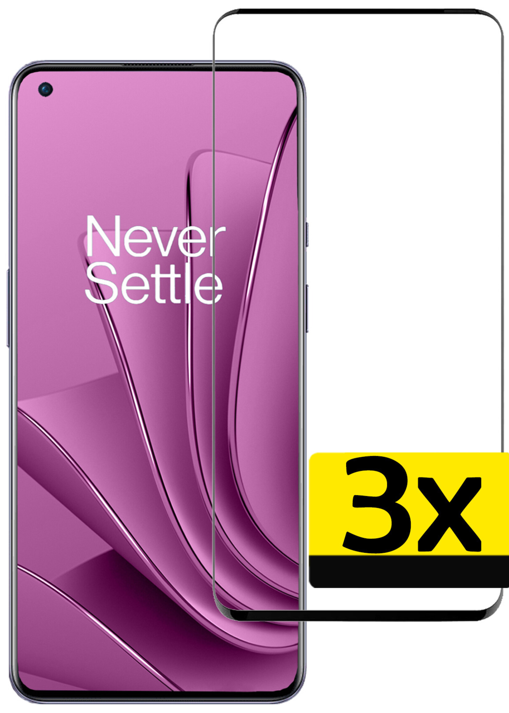 LUQ Screenprotector Geschikt voor OnePlus 10 Pro Screenprotector Glas Full Cover - Screenprotector Geschikt voor OnePlus 10 Pro Screenprotector Full Cover - 3 Stuks