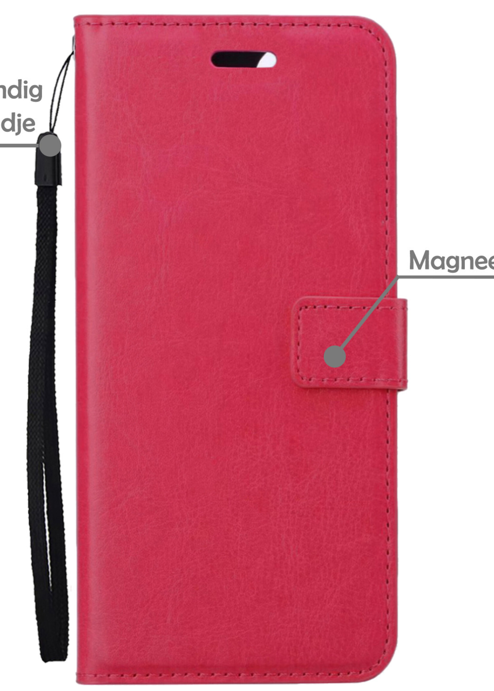 LUQ Hoesje Geschikt voor OnePlus 10 Pro Hoesje Book Case Hoes Wallet Cover - Hoes Geschikt voor OnePlus 10 Pro Hoesje Bookcase Hoes - Donkerroze