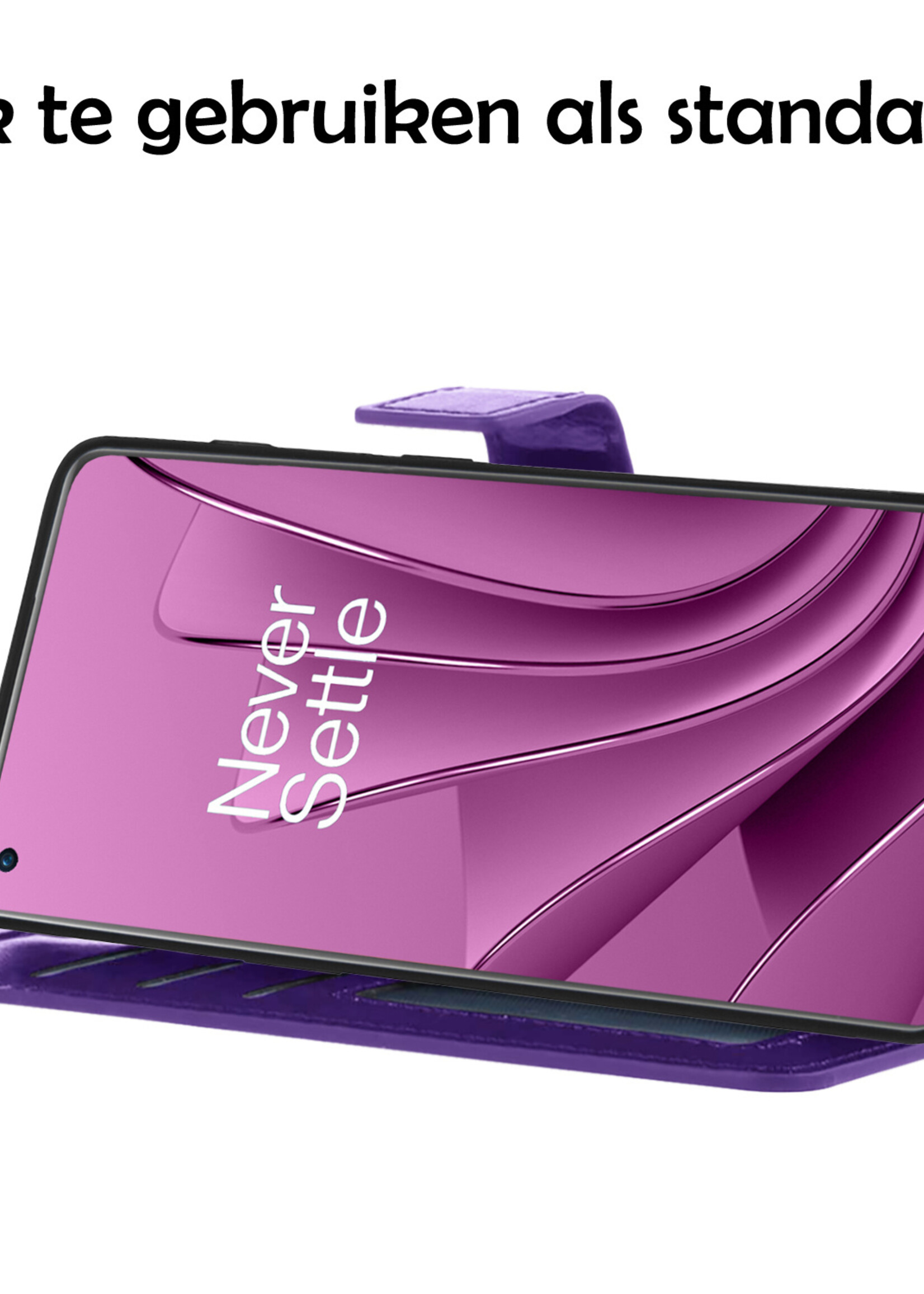 LUQ Hoesje Geschikt voor OnePlus 10 Pro Hoesje Book Case Hoes Wallet Cover - Hoes Geschikt voor OnePlus 10 Pro Hoesje Bookcase Hoes - Paars