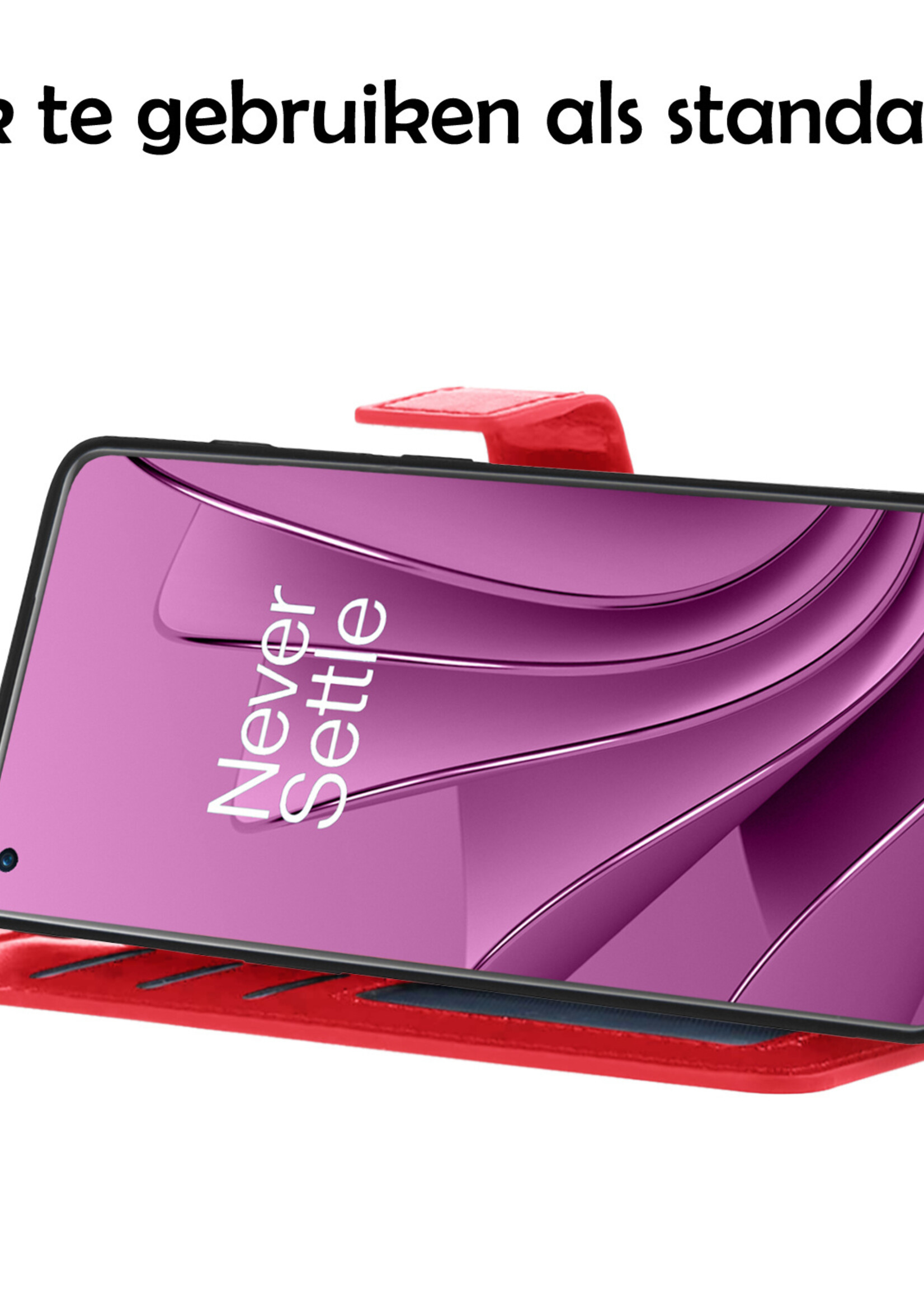 LUQ Hoesje Geschikt voor OnePlus 10 Pro Hoesje Book Case Hoes Wallet Cover - Hoes Geschikt voor OnePlus 10 Pro Hoesje Bookcase Hoes - Rood